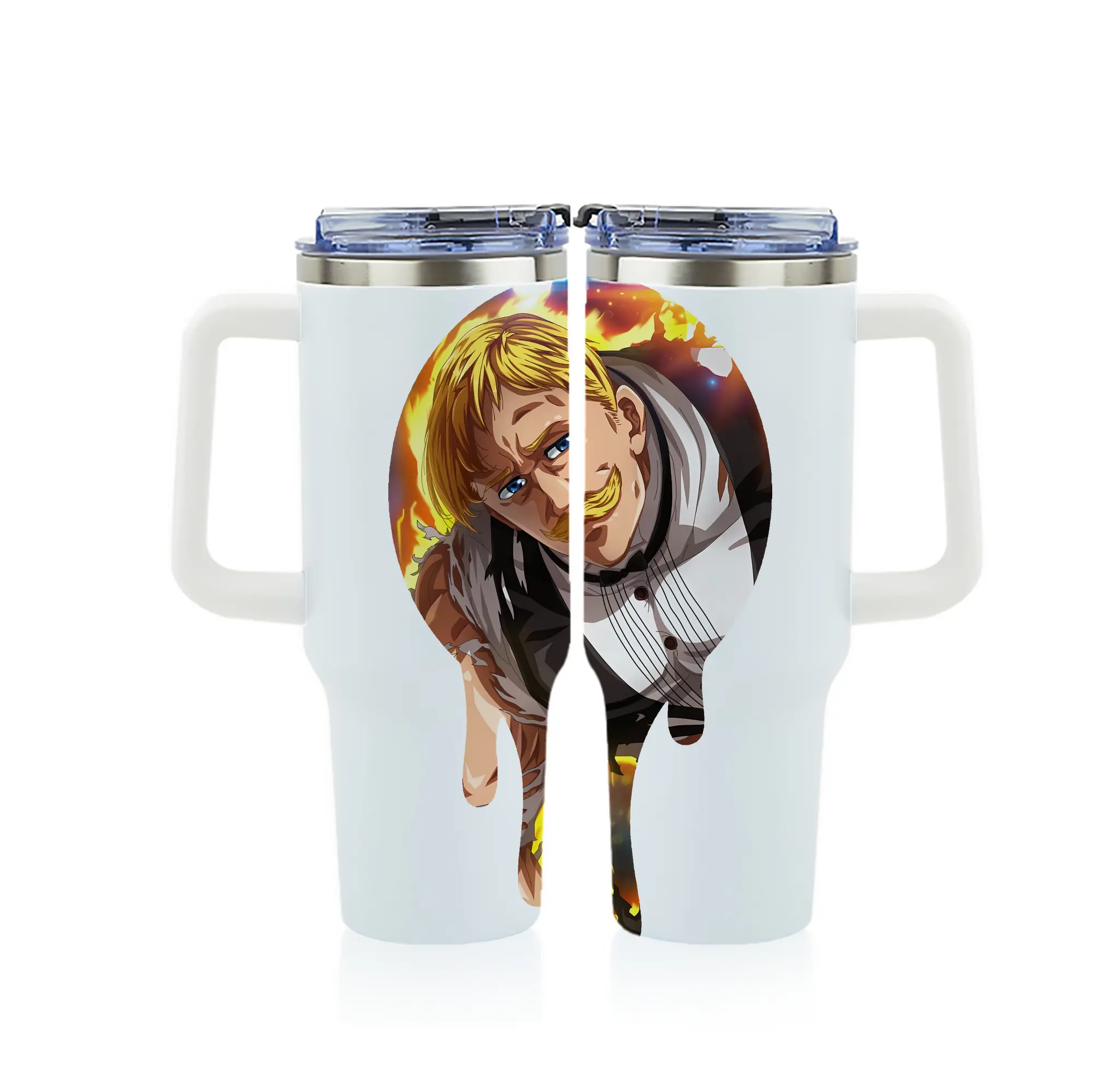 七つの大罪 グッズ エスカノール - 1200mL フルプリント車用タンブラー ・ 304ステンレス 内側 ・ 201ステンレス 外側 ・ 保温 保冷 ・ 通勤 ドライブ アウトドア用