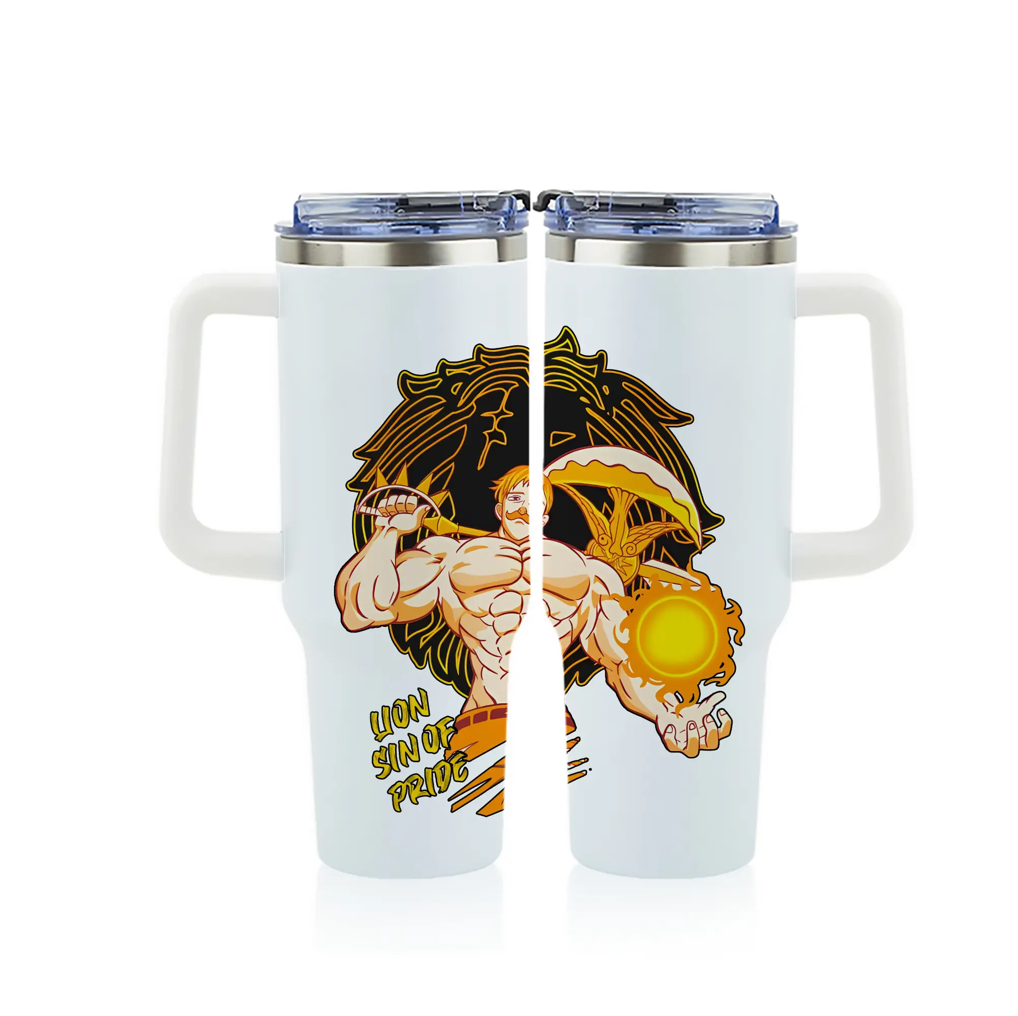 七つの大罪 グッズ エスカノール - 1200mL フルプリント車用タンブラー ・ 304ステンレス 内側 ・ 201ステンレス 外側 ・ 保温 保冷 ・ 通勤 ドライブ アウトドア用