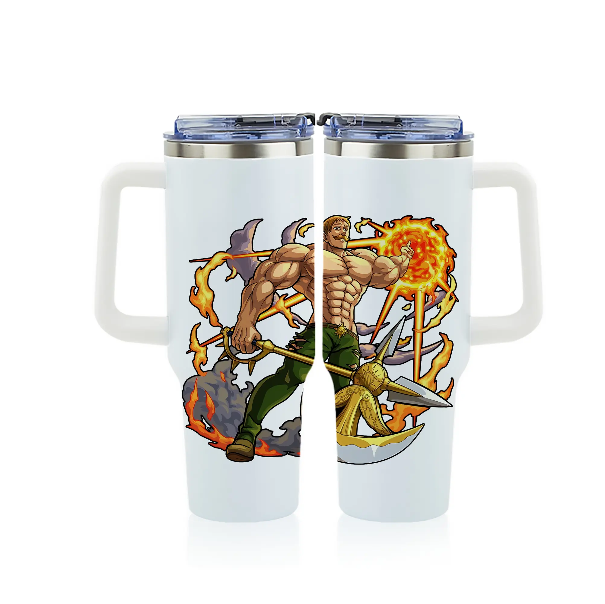 七つの大罪 グッズ エスカノール - 1200mL フルプリント車用タンブラー ・ 304ステンレス 内側 ・ 201ステンレス 外側 ・ 保温 保冷 ・ 通勤 ドライブ アウトドア用