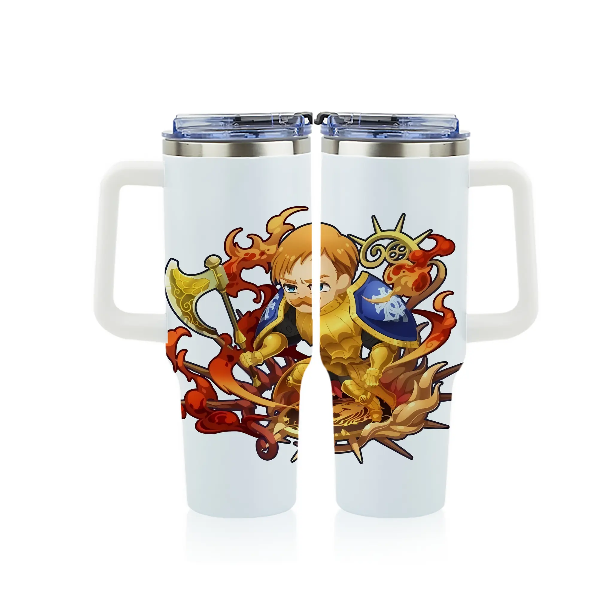 七つの大罪 グッズ エスカノール - 1200mL フルプリント車用タンブラー ・ 304ステンレス 内側 ・ 201ステンレス 外側 ・ 保温 保冷 ・ 通勤 ドライブ アウトドア用