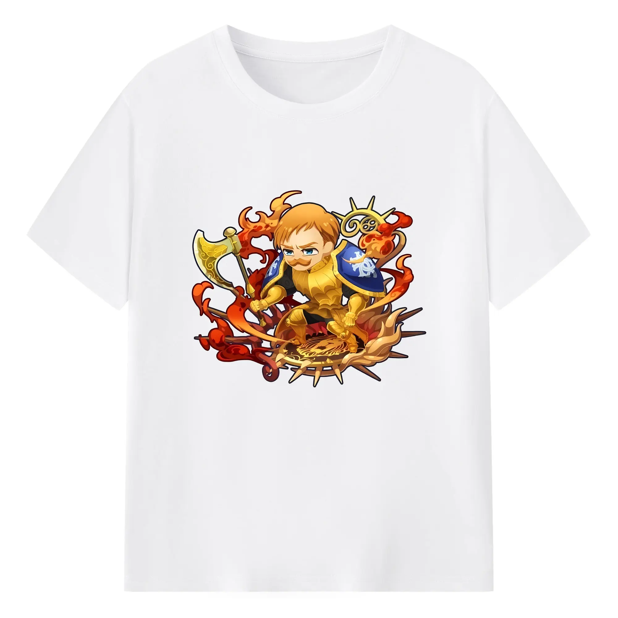 七つの大罪 グッズ エスカノール - 綿100％ 半袖Tシャツ ・ フロントプリント ・ 快適 通気性 ・ 日常使い 散歩 スポーツ用