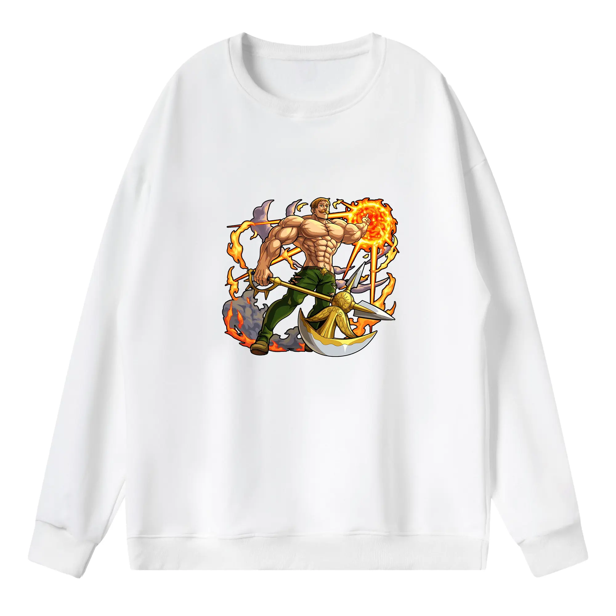 七つの大罪 グッズ エスカノール - 薄手 クルーネック スウェット 裏毛260g · ポリエステル 春秋向け カジュアル 男女兼用 · トレーナー デイリー スポーツ 散歩に最適