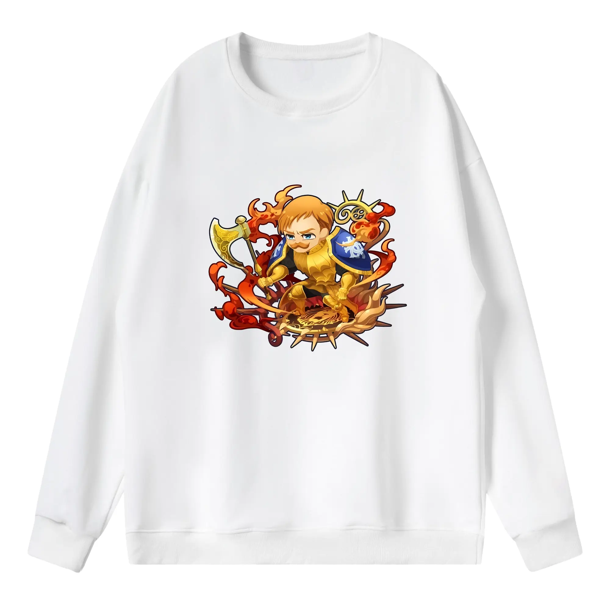 七つの大罪 グッズ エスカノール - 薄手 クルーネック スウェット 裏毛260g · ポリエステル 春秋向け カジュアル 男女兼用 · トレーナー デイリー スポーツ 散歩に最適