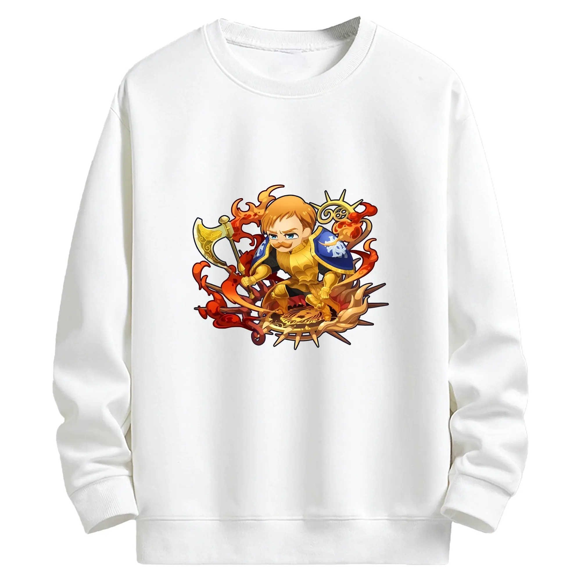 七つの大罪 グッズ エスカノール - キッズ クルーネックスウェットシャツ ・ フロントプリント ・ 綿80％ ポリエステル20％ ・ 快適 通学 スポーツ 日常使い お散歩用