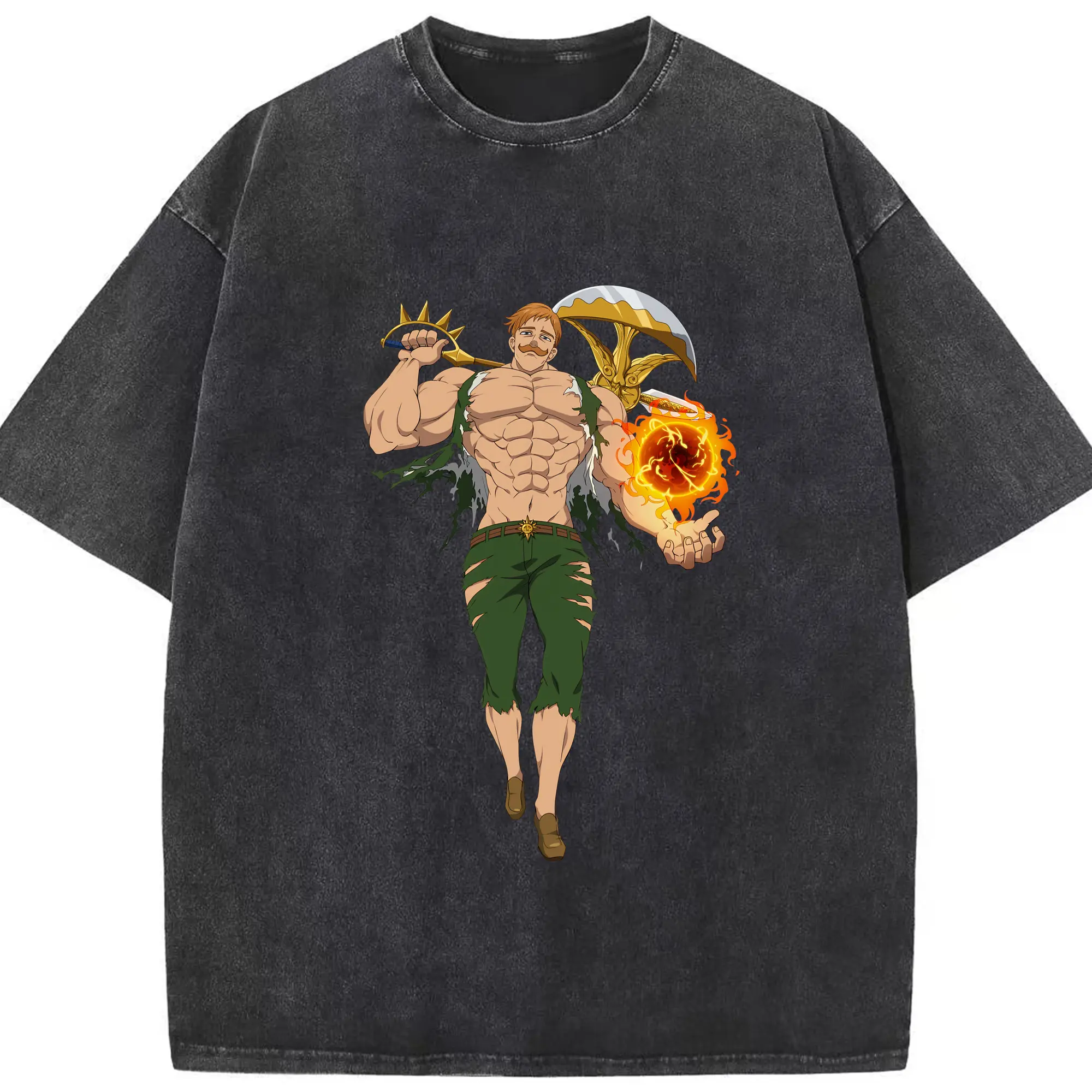 七つの大罪 グッズ エスカノール - 綿100％ ヴィンテージ風 半袖Tシャツ ・ フロントプリント ・ 柔らか肌触り ・ 通気性 快適 ・ スポーツ カジュアル 外出用