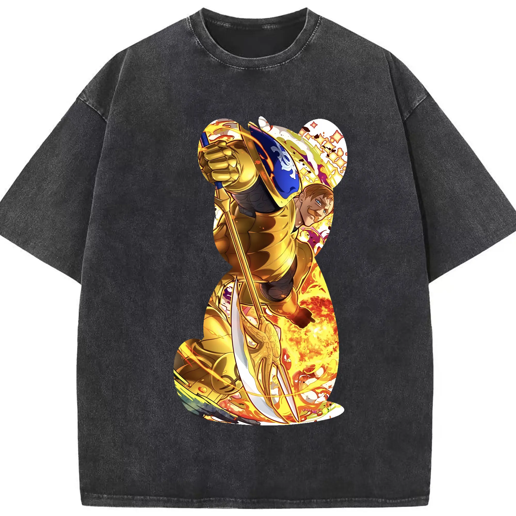 七つの大罪 グッズ エスカノール - 綿100％ ヴィンテージ風 半袖Tシャツ ・ フロントプリント ・ 柔らか肌触り ・ 通気性 快適 ・ スポーツ カジュアル 外出用