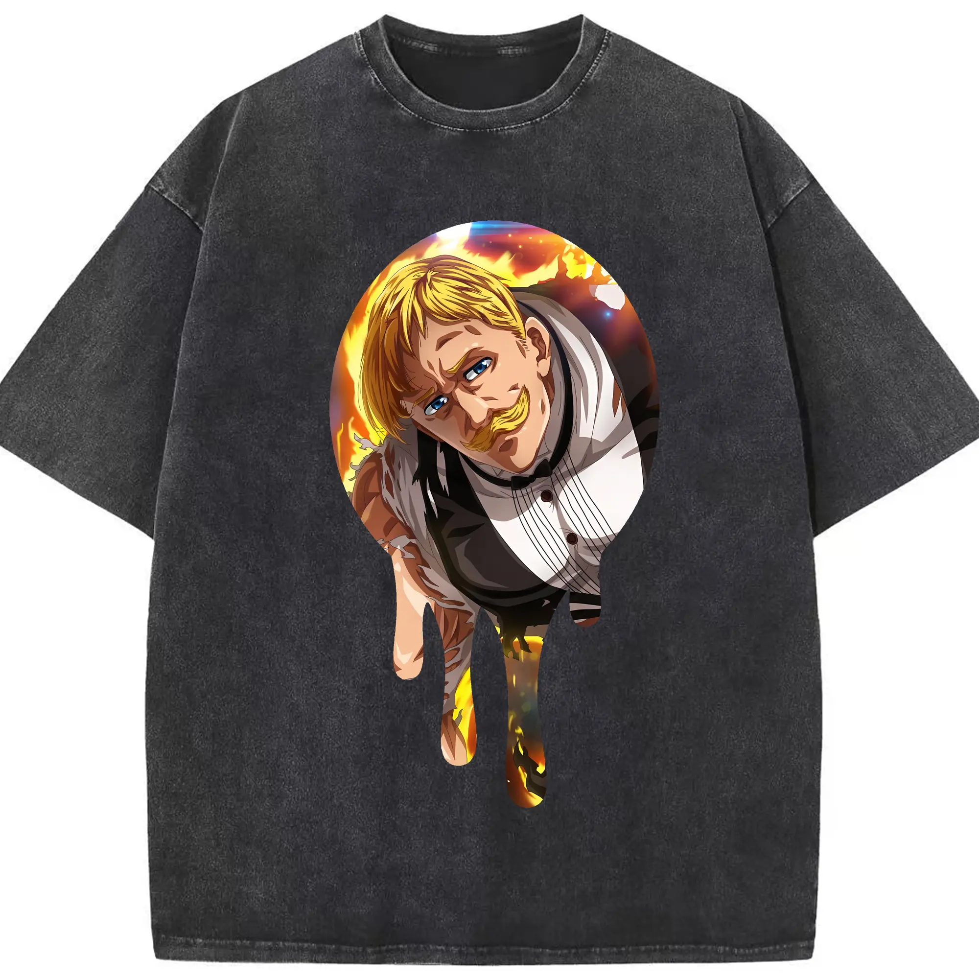 七つの大罪 グッズ エスカノール - 綿100％ ヴィンテージ風 半袖Tシャツ ・ フロントプリント ・ 柔らか肌触り ・ 通気性 快適 ・ スポーツ カジュアル 外出用