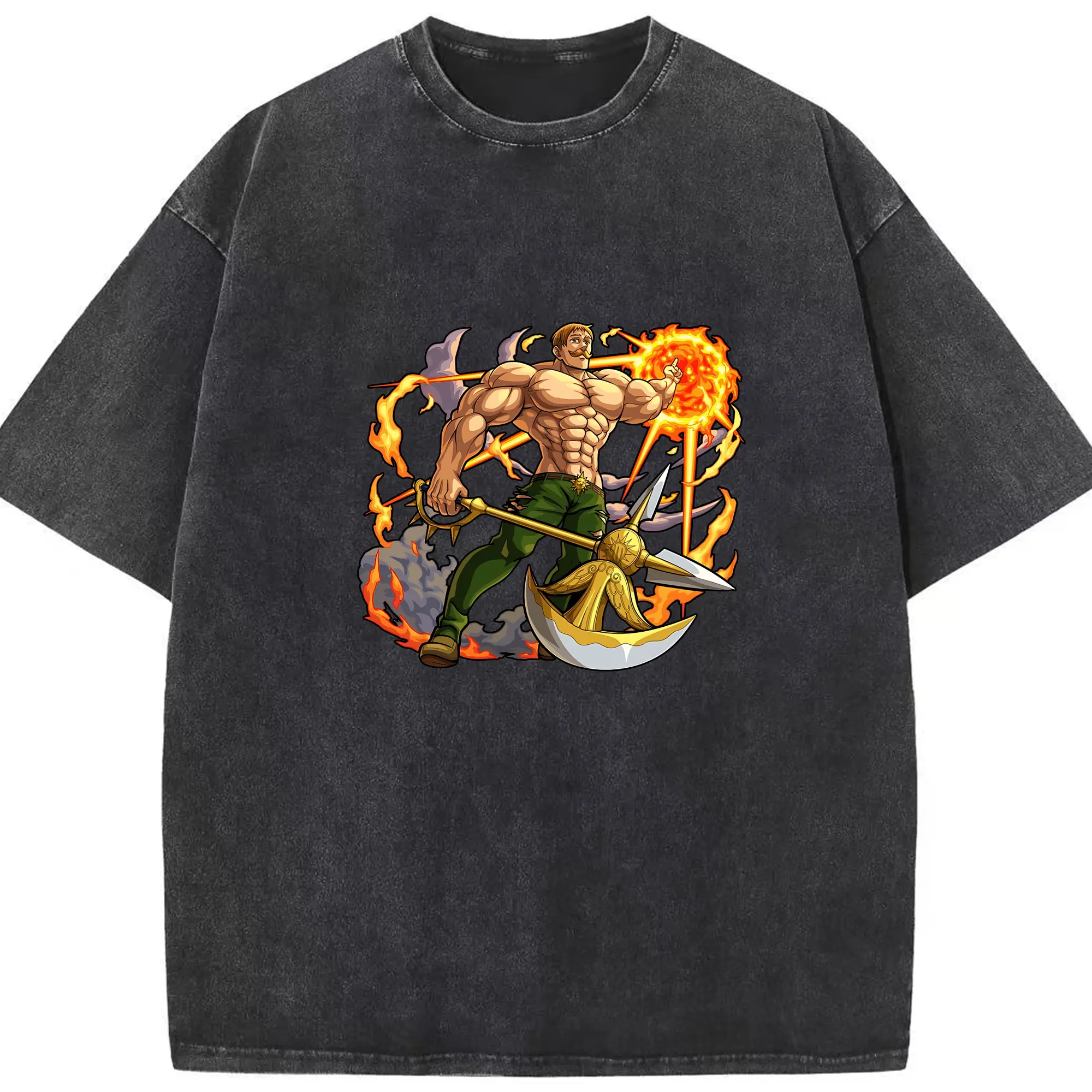 七つの大罪 グッズ エスカノール - 綿100％ ヴィンテージ風 半袖Tシャツ ・ フロントプリント ・ 柔らか肌触り ・ 通気性 快適 ・ スポーツ カジュアル 外出用