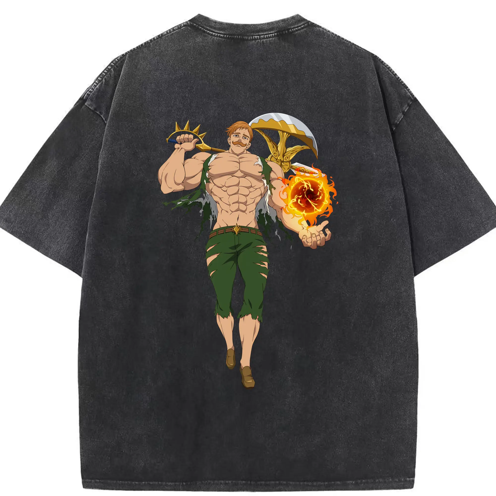 七つの大罪 グッズ エスカノール - 綿100％ ヴィンテージ風 半袖Tシャツ ・ 背面プリント ・ 柔らか肌触り ・ 通気性 快適 ・ スポーツ カジュアル 外出用