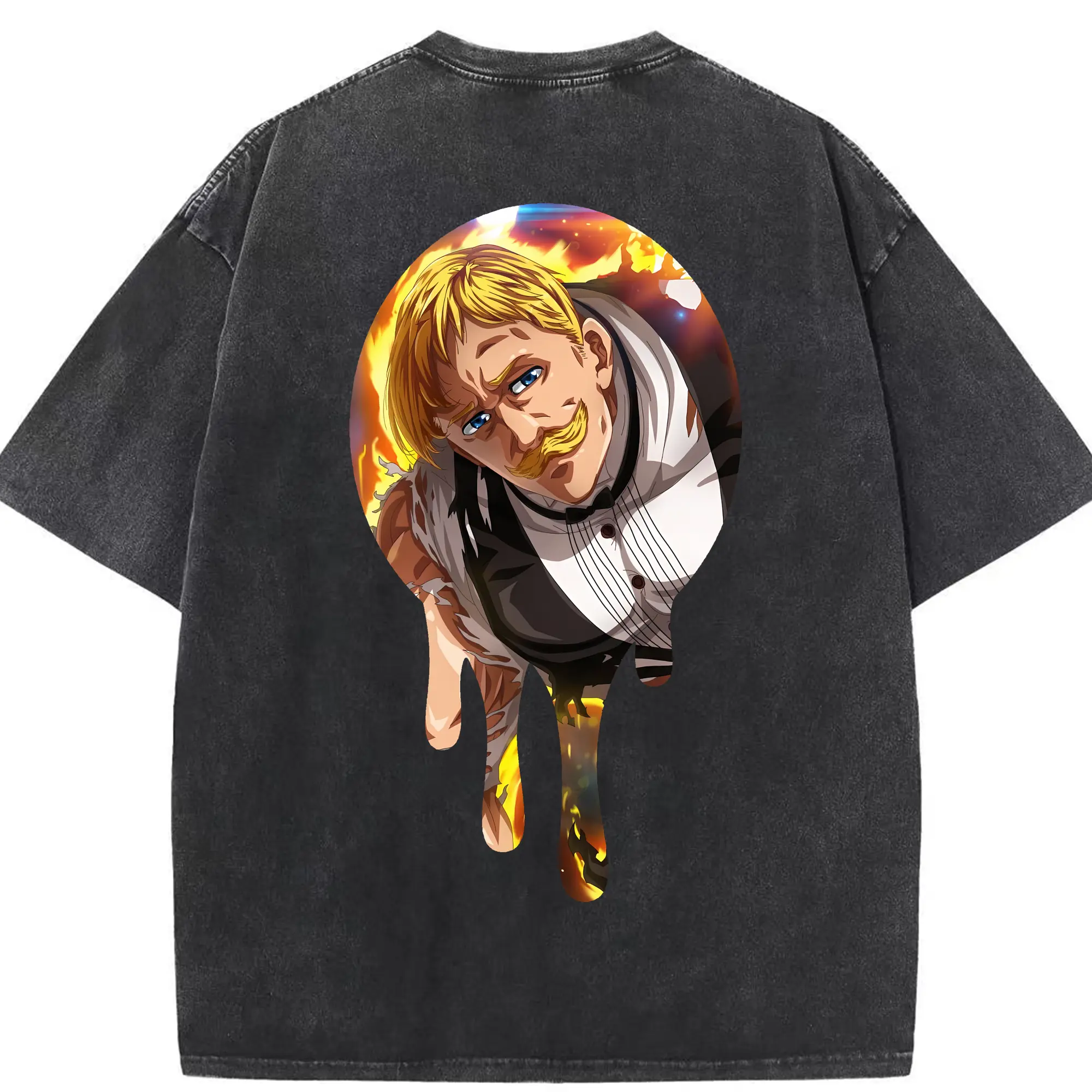 七つの大罪 グッズ エスカノール - 綿100％ ヴィンテージ風 半袖Tシャツ ・ 背面プリント ・ 柔らか肌触り ・ 通気性 快適 ・ スポーツ カジュアル 外出用