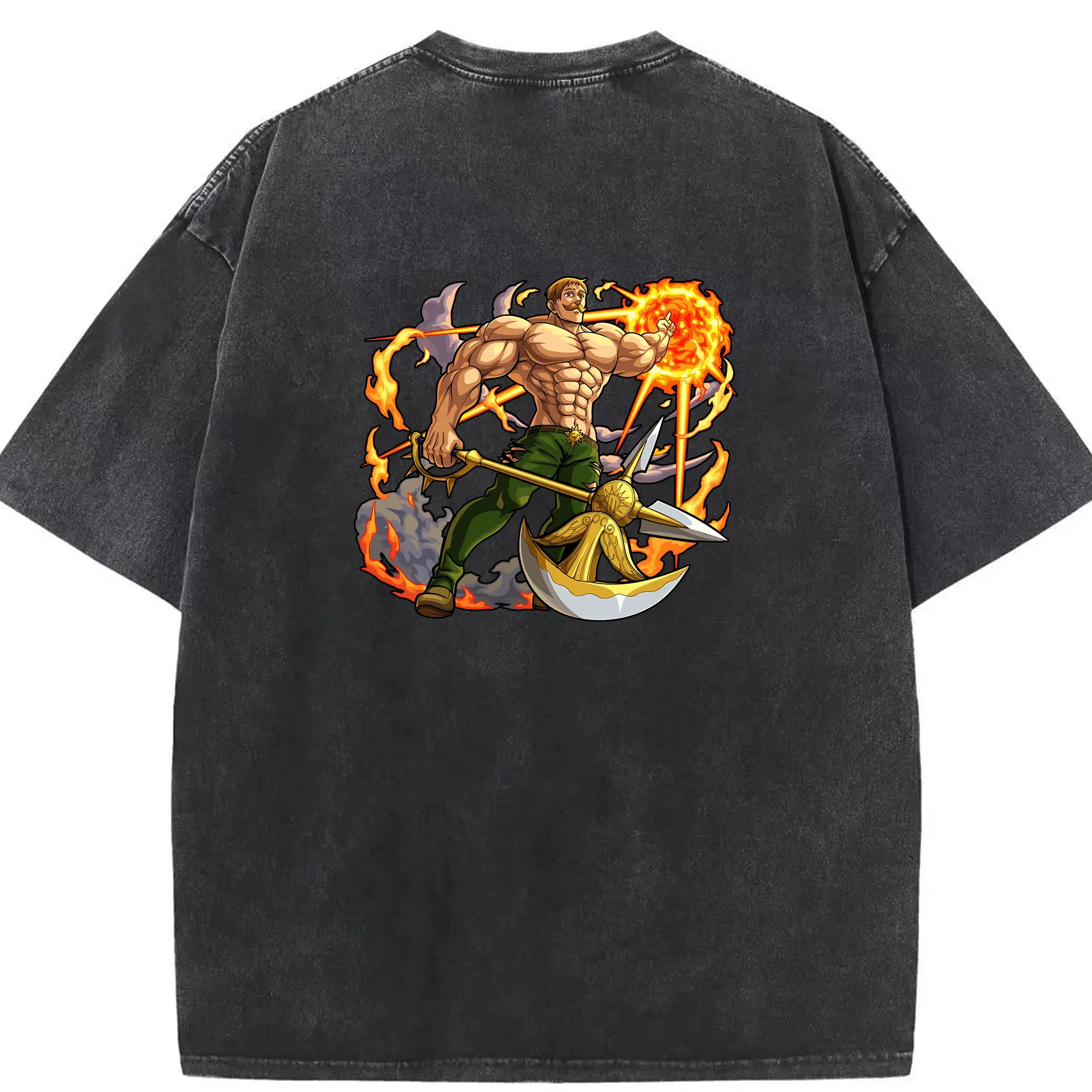 七つの大罪 グッズ エスカノール - 綿100％ ヴィンテージ風 半袖Tシャツ ・ 背面プリント ・ 柔らか肌触り ・ 通気性 快適 ・ スポーツ カジュアル 外出用