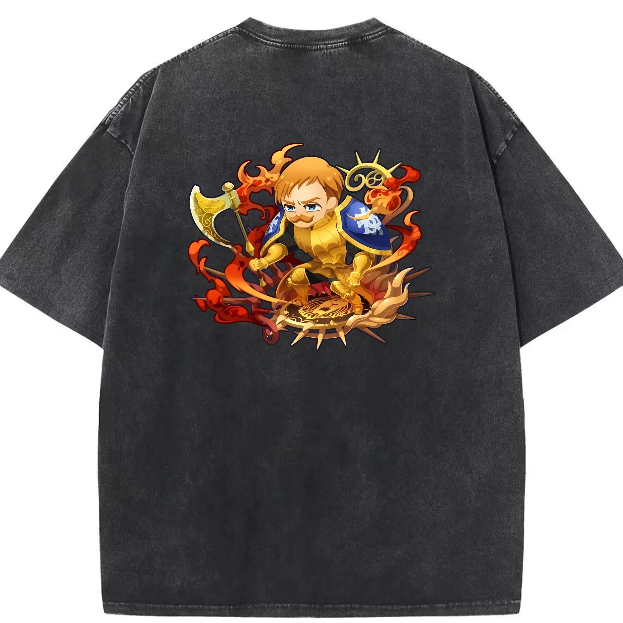 七つの大罪 グッズ エスカノール - 綿100％ ヴィンテージ風 半袖Tシャツ ・ 背面プリント ・ 柔らか肌触り ・ 通気性 快適 ・ スポーツ カジュアル 外出用