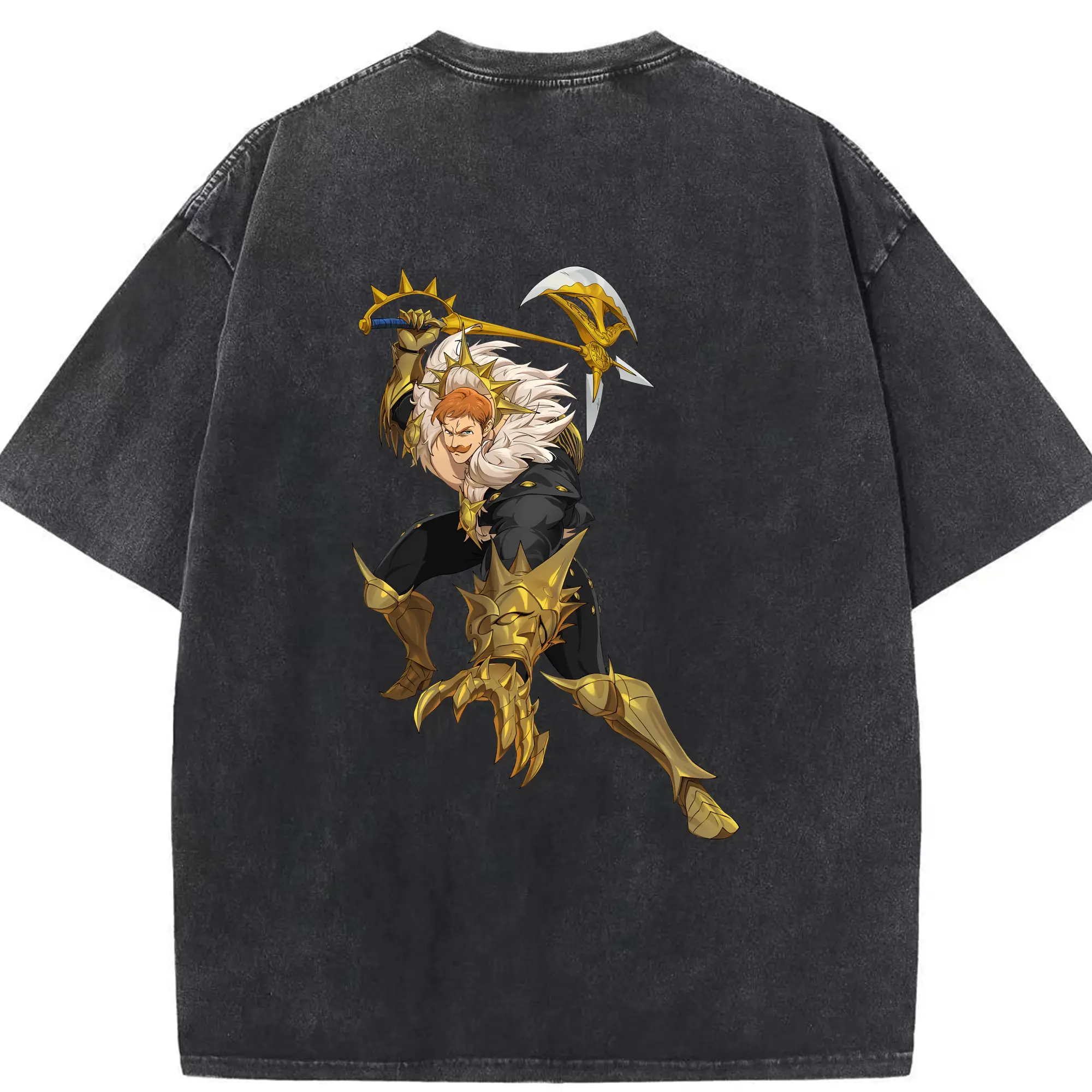 七つの大罪 グッズ エスカノール - 綿100％ ヴィンテージ風 半袖Tシャツ ・ 背面プリント ・ 柔らか肌触り ・ 通気性 快適 ・ スポーツ カジュアル 外出用