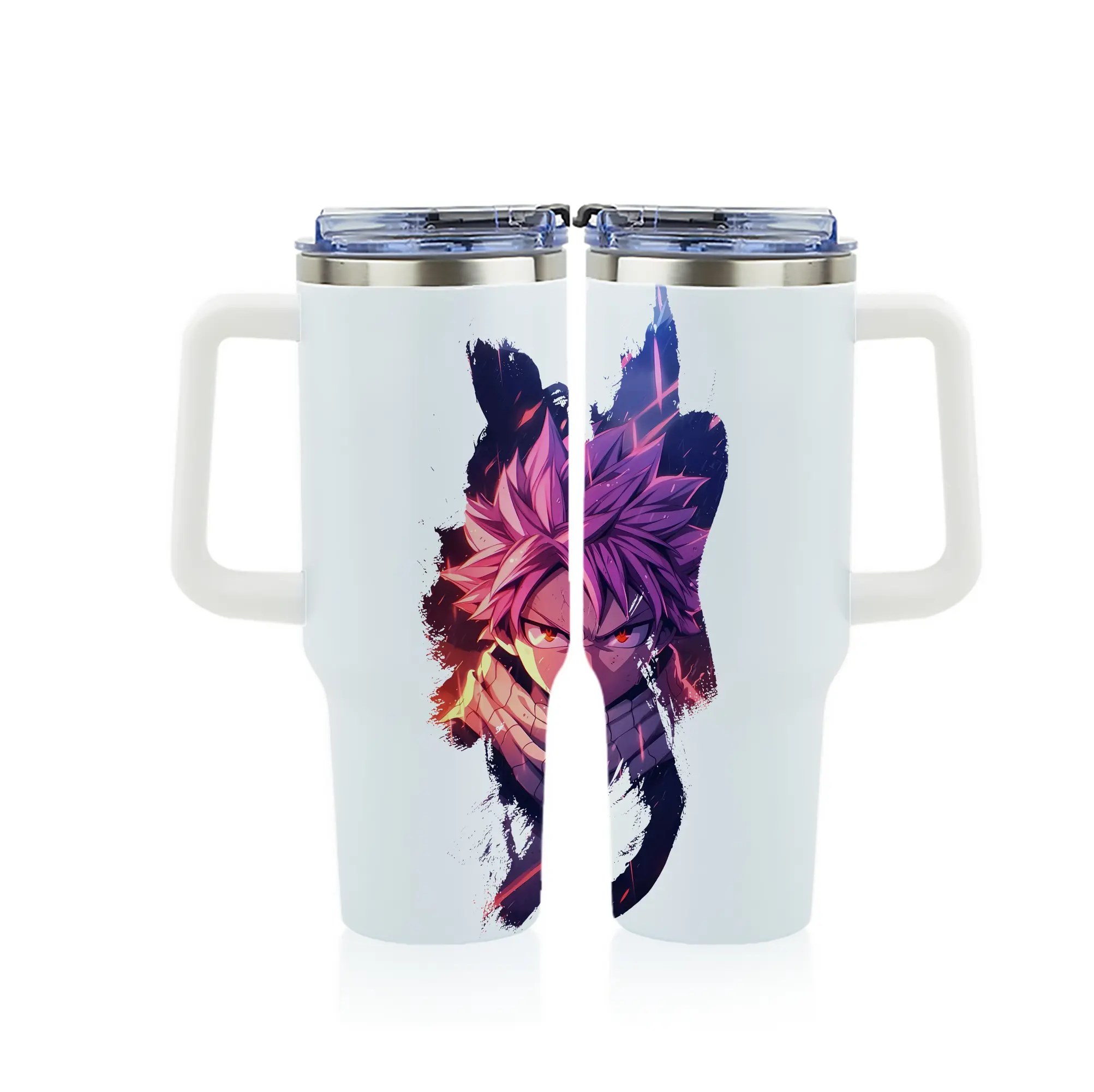 フェアリーテイル グッズ ナツ・ドラグニル - 1200mL フルプリント車用タンブラー ・ 304ステンレス 内側 ・ 201ステンレス 外側 ・ 保温 保冷 ・ 通勤 ドライブ アウトドア用