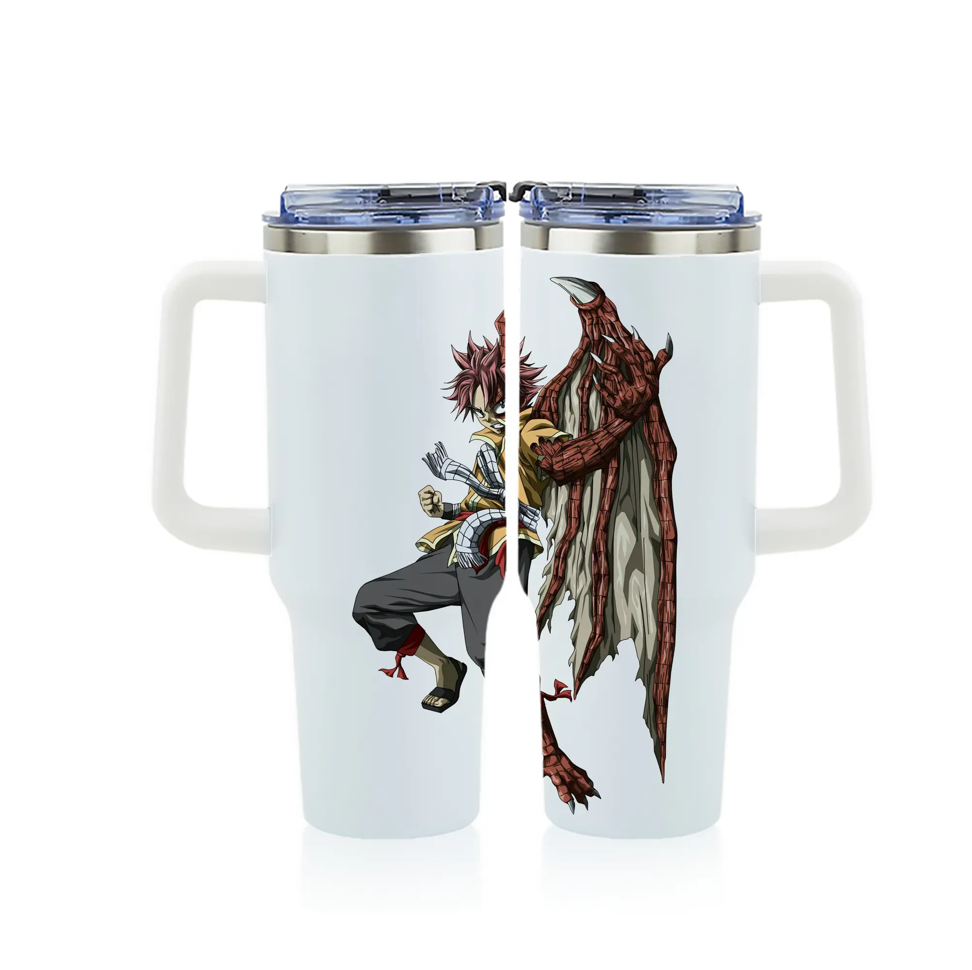 フェアリーテイル グッズ ナツ・ドラグニル - 1200mL フルプリント車用タンブラー ・ 304ステンレス 内側 ・ 201ステンレス 外側 ・ 保温 保冷 ・ 通勤 ドライブ アウトドア用