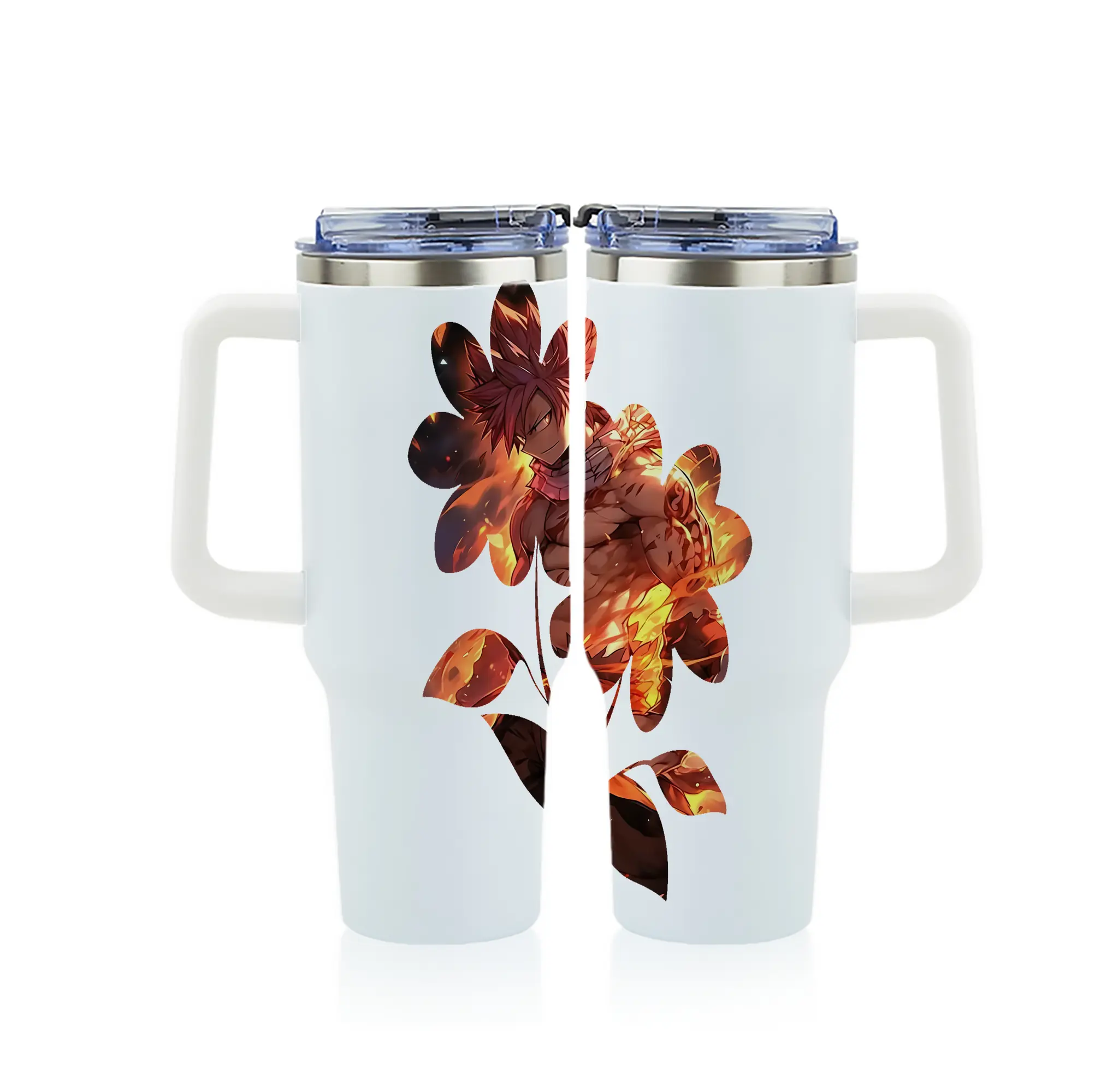 フェアリーテイル グッズ ナツ・ドラグニル - 1200mL フルプリント車用タンブラー ・ 304ステンレス 内側 ・ 201ステンレス 外側 ・ 保温 保冷 ・ 通勤 ドライブ アウトドア用