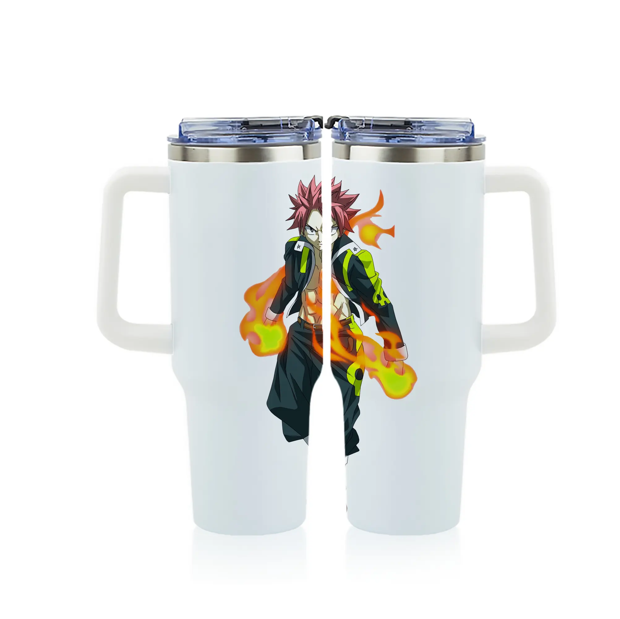 フェアリーテイル グッズ ナツ・ドラグニル - 1200mL フルプリント車用タンブラー ・ 304ステンレス 内側 ・ 201ステンレス 外側 ・ 保温 保冷 ・ 通勤 ドライブ アウトドア用