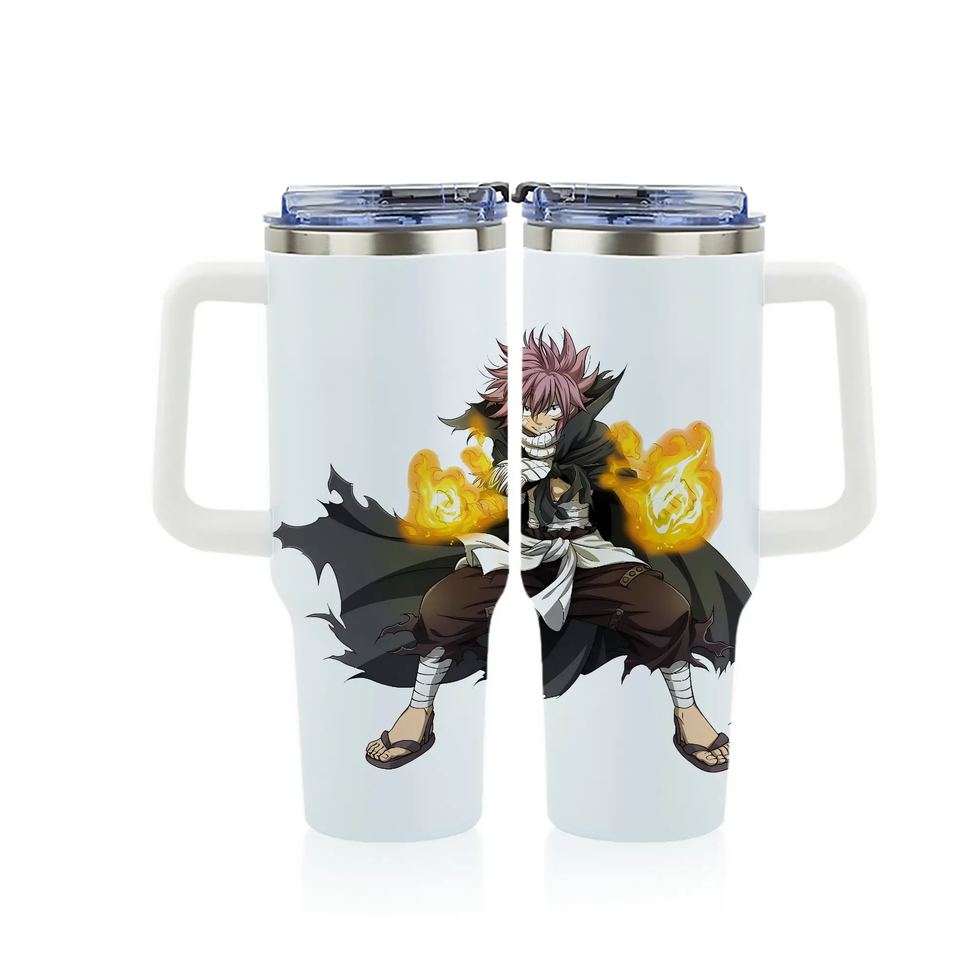 フェアリーテイル グッズ ナツ・ドラグニル - 1200mL フルプリント車用タンブラー ・ 304ステンレス 内側 ・ 201ステンレス 外側 ・ 保温 保冷 ・ 通勤 ドライブ アウトドア用