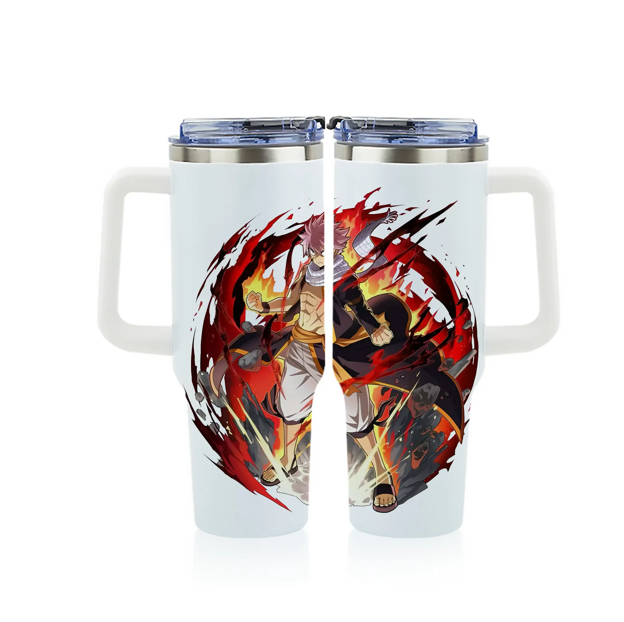 フェアリーテイル グッズ ナツ・ドラグニル - 1200mL フルプリント車用タンブラー ・ 304ステンレス 内側 ・ 201ステンレス 外側 ・ 保温 保冷 ・ 通勤 ドライブ アウトドア用