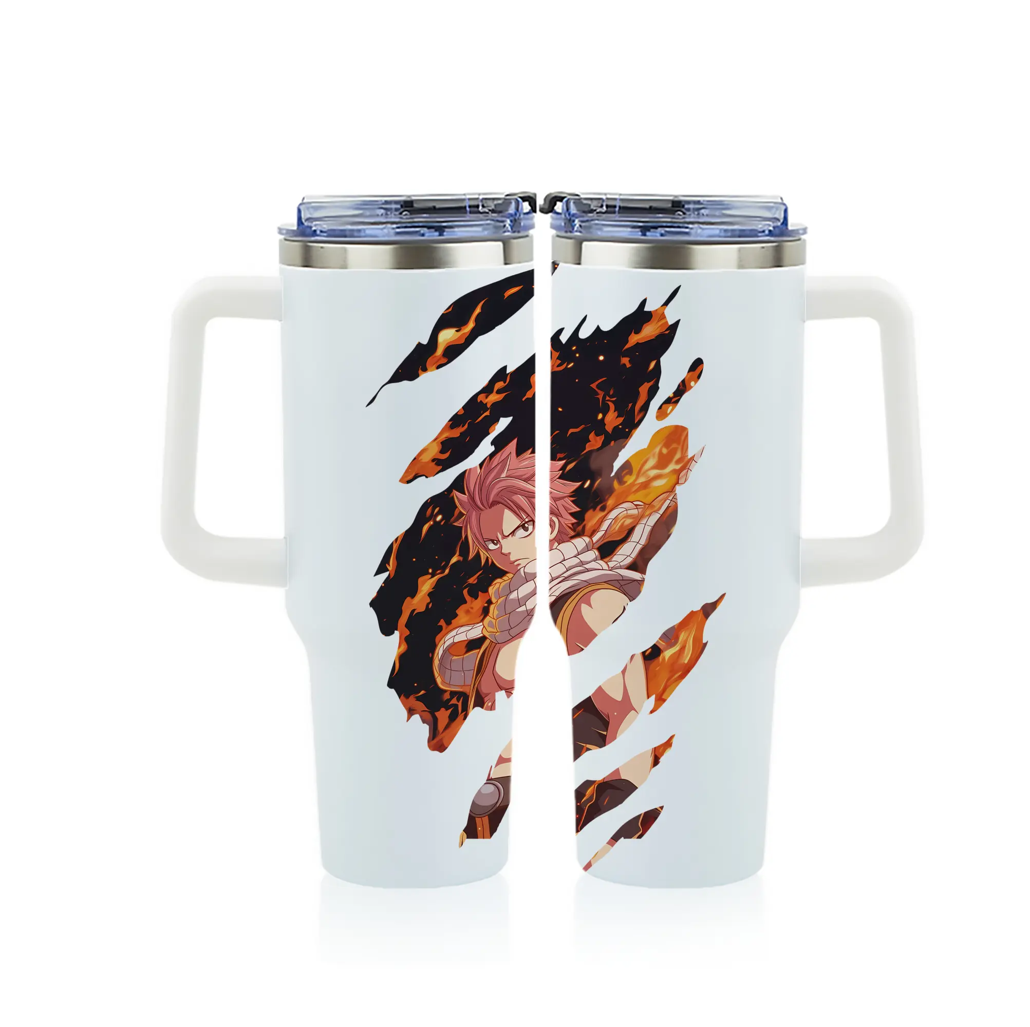 フェアリーテイル グッズ ナツ・ドラグニル - 1200mL フルプリント車用タンブラー ・ 304ステンレス 内側 ・ 201ステンレス 外側 ・ 保温 保冷 ・ 通勤 ドライブ アウトドア用