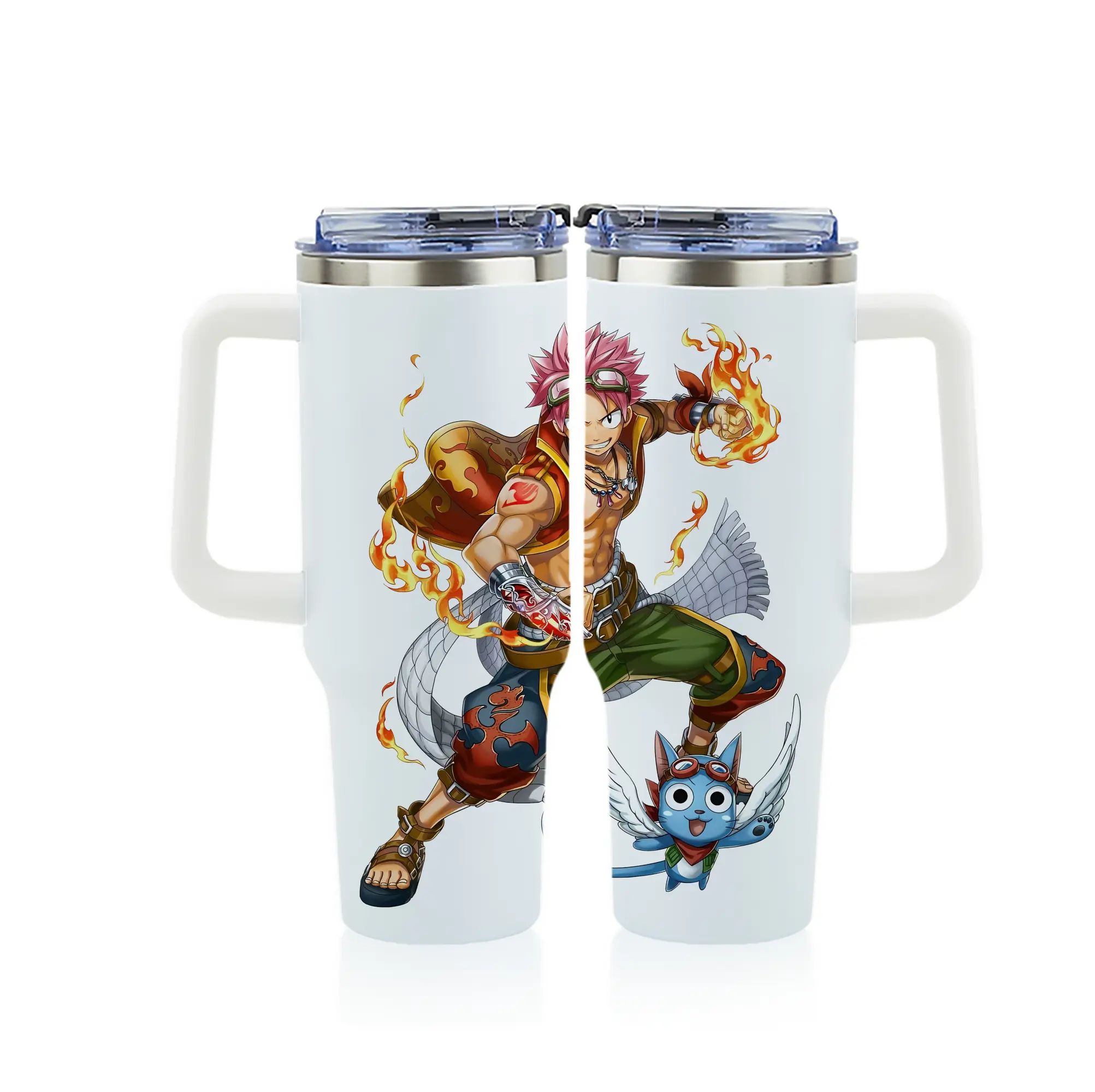 フェアリーテイル グッズ ナツ・ドラグニル - 1200mL フルプリント車用タンブラー ・ 304ステンレス 内側 ・ 201ステンレス 外側 ・ 保温 保冷 ・ 通勤 ドライブ アウトドア用