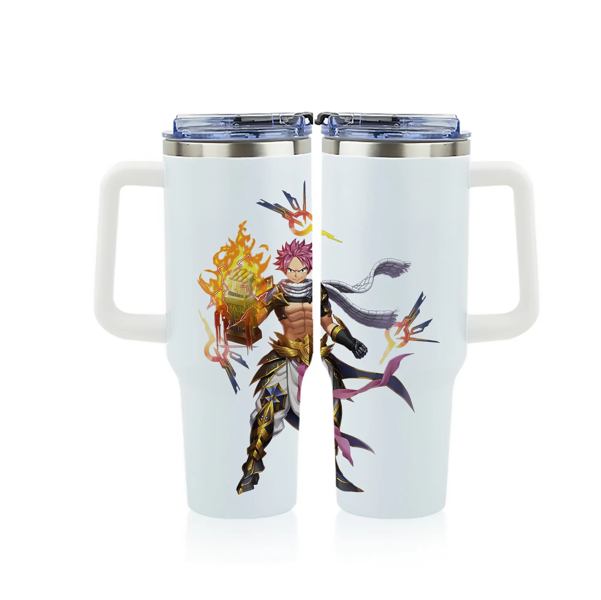 フェアリーテイル グッズ ナツ・ドラグニル - 1200mL フルプリント車用タンブラー ・ 304ステンレス 内側 ・ 201ステンレス 外側 ・ 保温 保冷 ・ 通勤 ドライブ アウトドア用