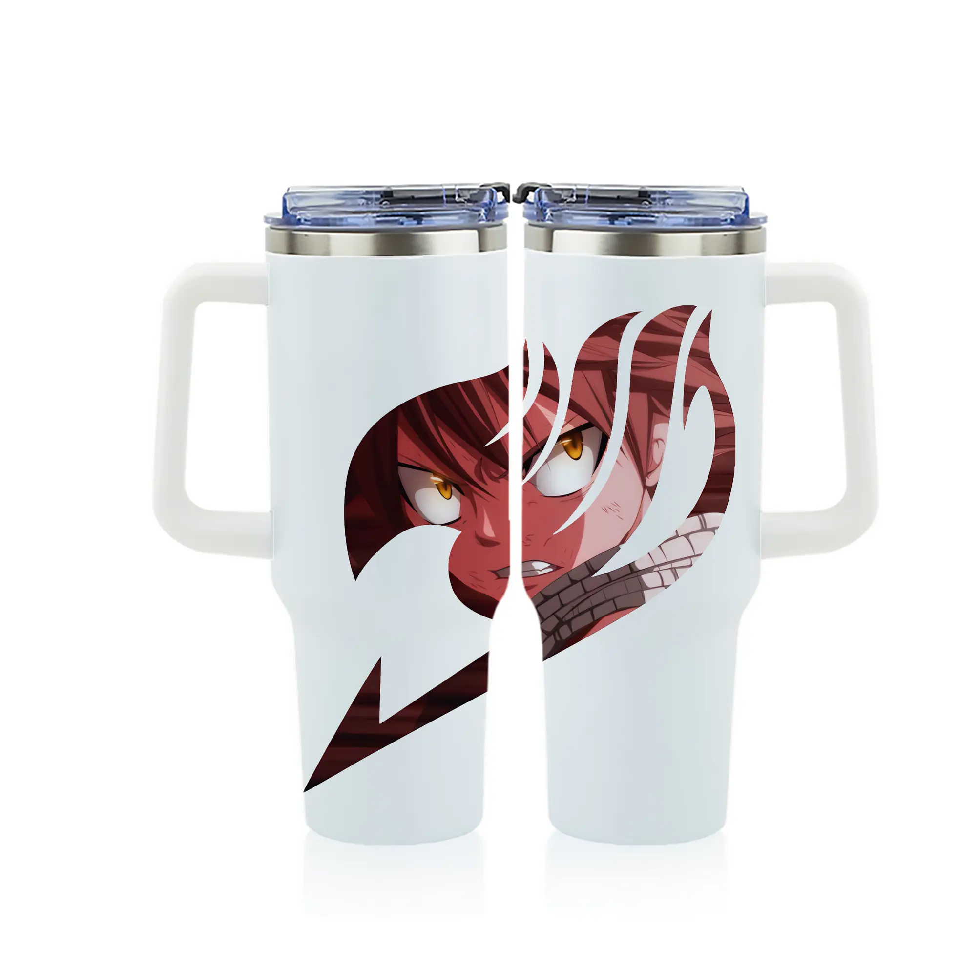 フェアリーテイル グッズ ナツ・ドラグニル - 1200mL フルプリント車用タンブラー ・ 304ステンレス 内側 ・ 201ステンレス 外側 ・ 保温 保冷 ・ 通勤 ドライブ アウトドア用