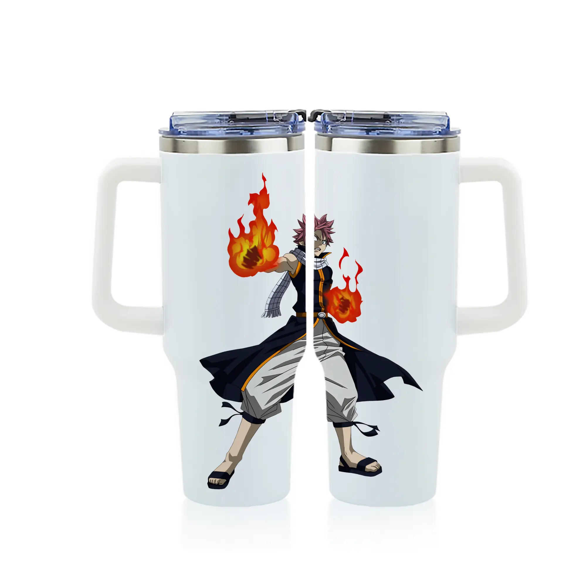 フェアリーテイル グッズ ナツ・ドラグニル - 1200mL フルプリント車用タンブラー ・ 304ステンレス 内側 ・ 201ステンレス 外側 ・ 保温 保冷 ・ 通勤 ドライブ アウトドア用