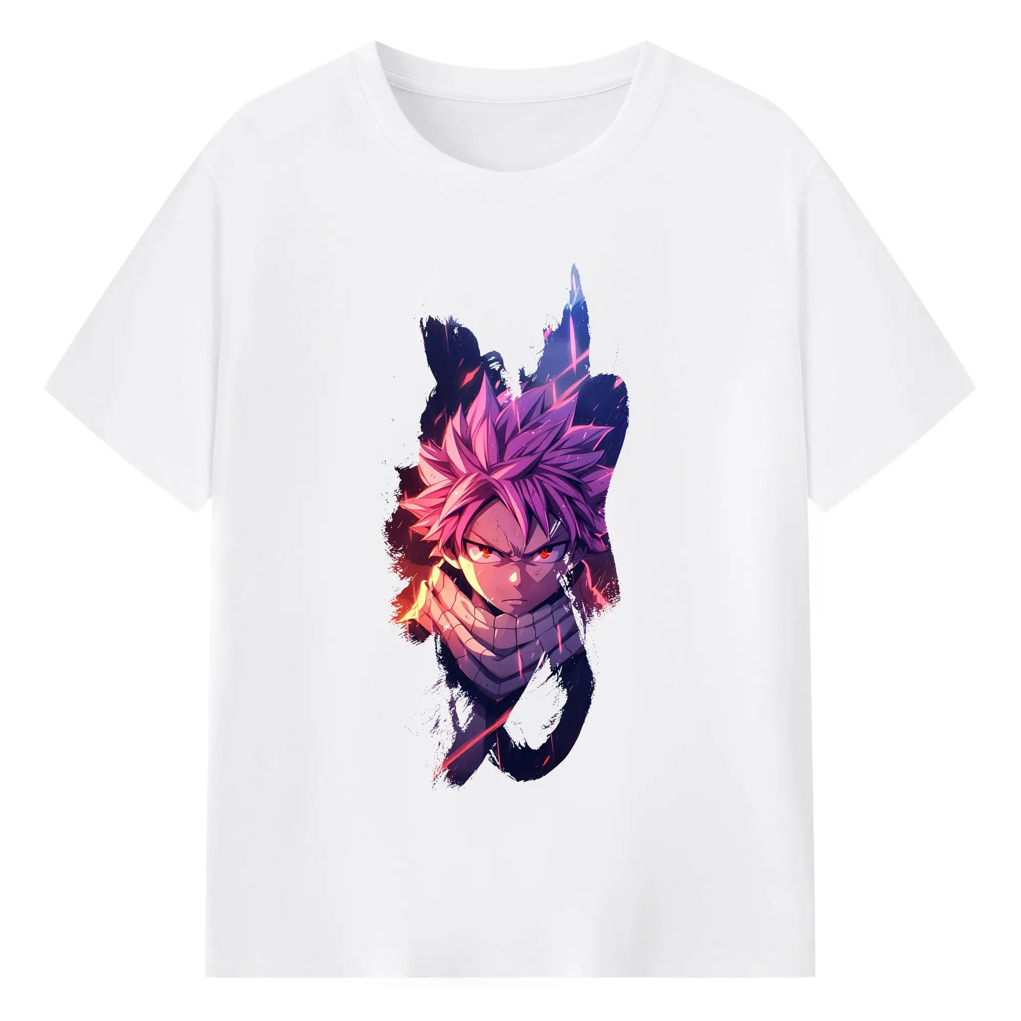 フェアリーテイル グッズ ナツ・ドラグニル - 綿100％ 半袖Tシャツ ・ フロントプリント ・ 快適 通気性 ・ 日常使い 散歩 スポーツ用