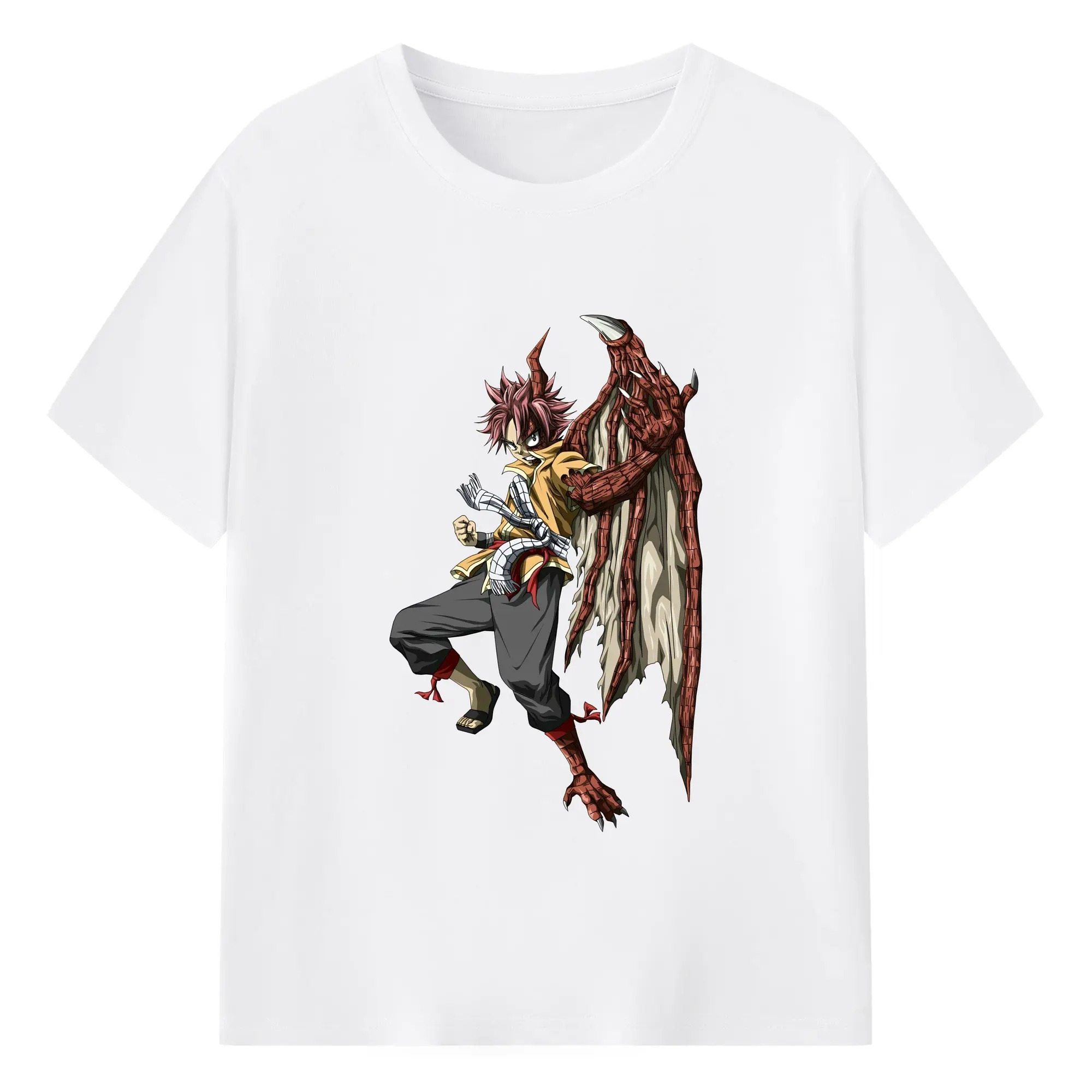 フェアリーテイル グッズ ナツ・ドラグニル - 綿100％ 半袖Tシャツ ・ フロントプリント ・ 快適 通気性 ・ 日常使い 散歩 スポーツ用