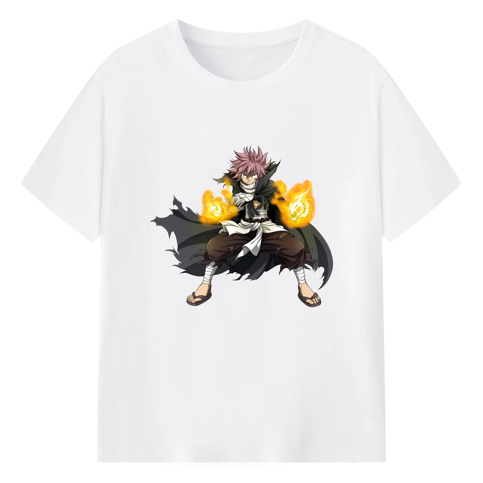 フェアリーテイル グッズ ナツ・ドラグニル - 綿100％ 半袖Tシャツ ・ フロントプリント ・ 快適 通気性 ・ 日常使い 散歩 スポーツ用