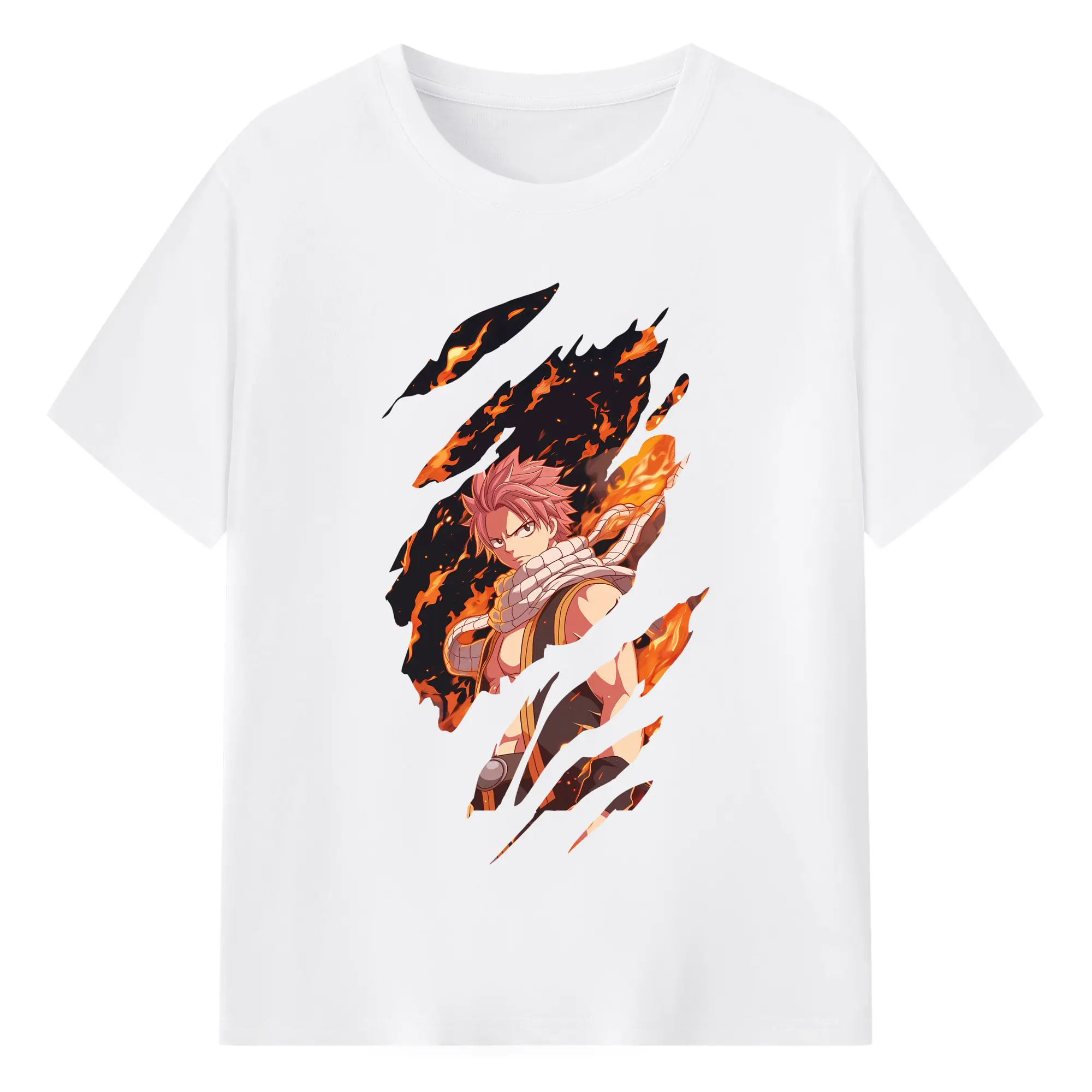 フェアリーテイル グッズ ナツ・ドラグニル - 綿100％ 半袖Tシャツ ・ フロントプリント ・ 快適 通気性 ・ 日常使い 散歩 スポーツ用