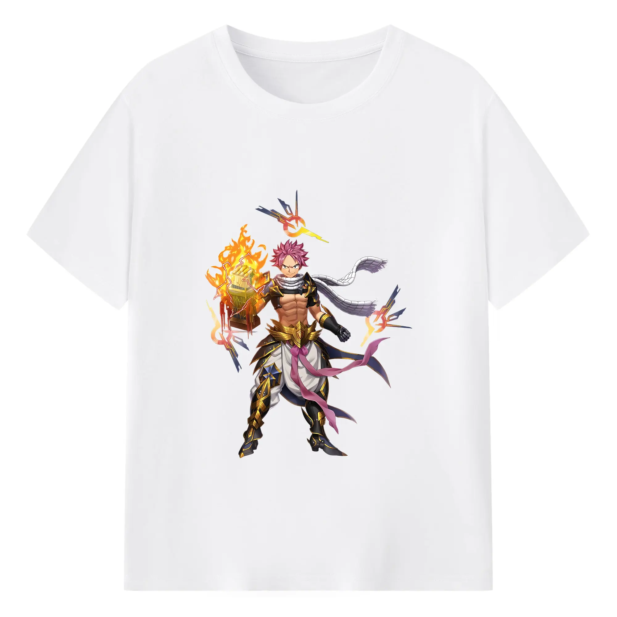 フェアリーテイル グッズ ナツ・ドラグニル - 綿100％ 半袖Tシャツ ・ フロントプリント ・ 快適 通気性 ・ 日常使い 散歩 スポーツ用