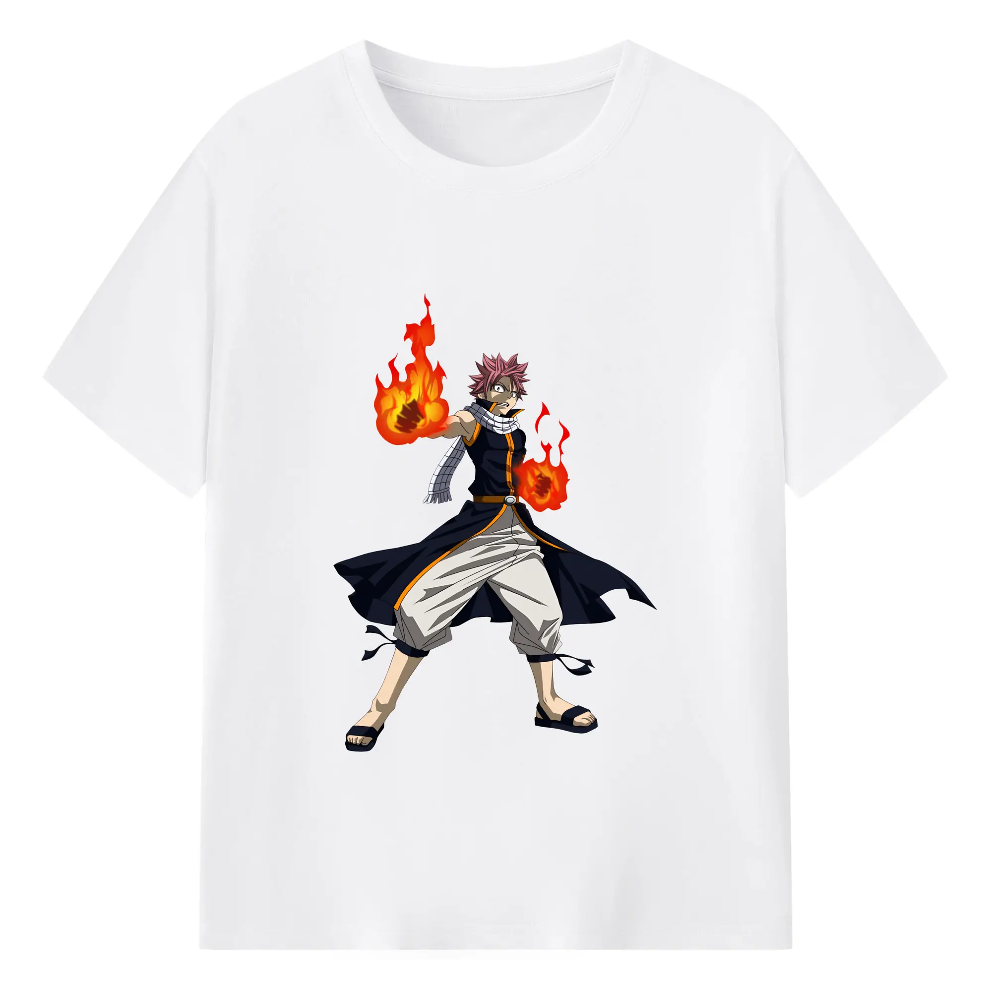フェアリーテイル グッズ ナツ・ドラグニル - 綿100％ 半袖Tシャツ ・ フロントプリント ・ 快適 通気性 ・ 日常使い 散歩 スポーツ用