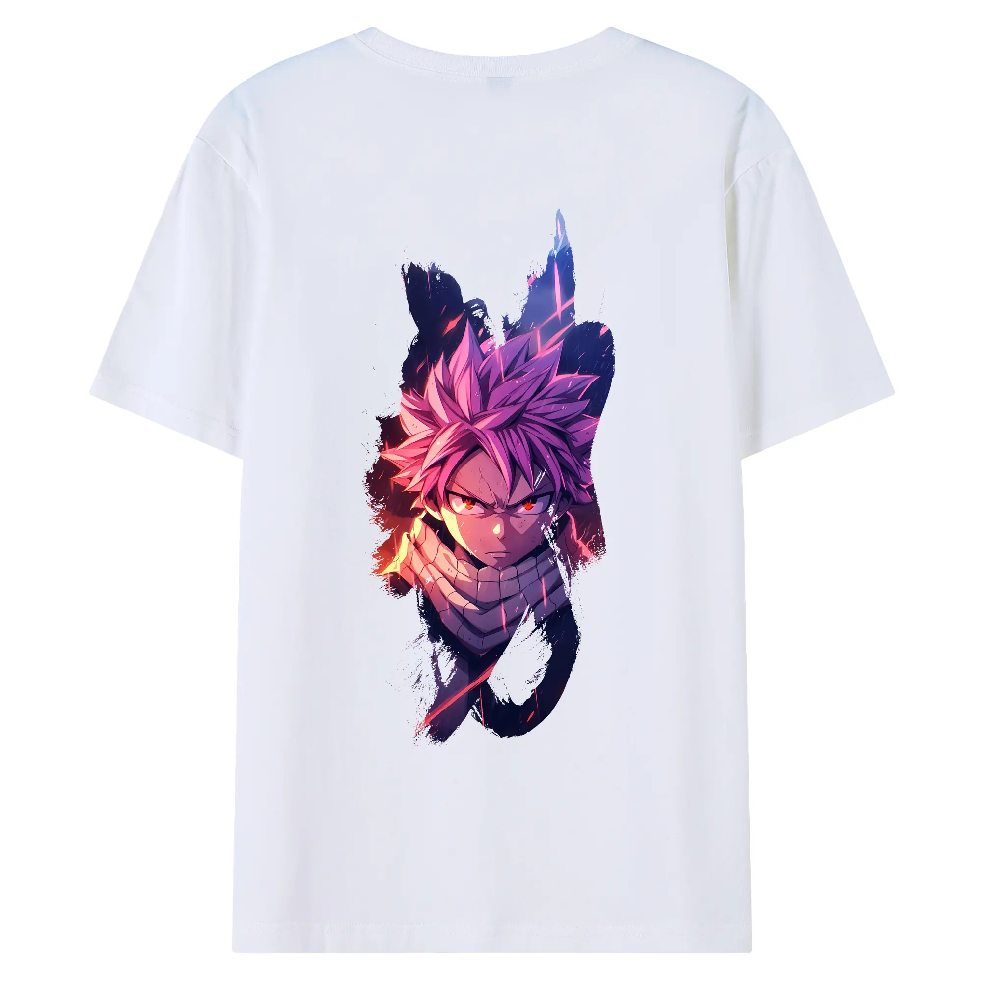 フェアリーテイル グッズ ナツ・ドラグニル - 綿100％ 半袖Tシャツ ・ バックプリント ・ 快適 通気性 ・ 日常使い 散歩 スポーツ用