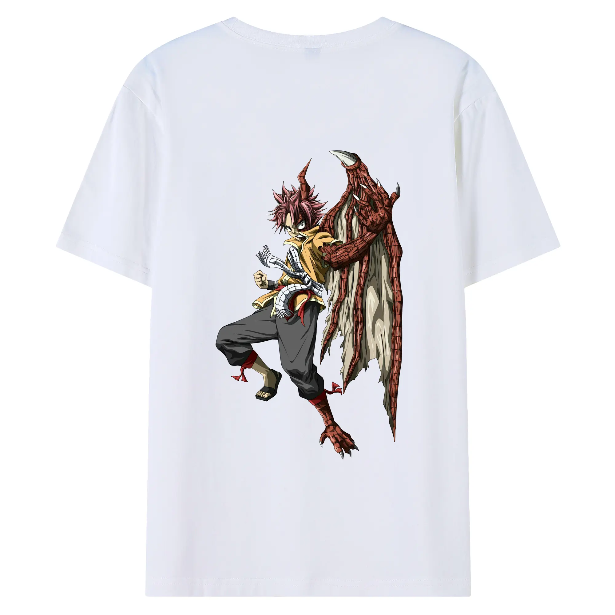 フェアリーテイル グッズ ナツ・ドラグニル - 綿100％ 半袖Tシャツ ・ バックプリント ・ 快適 通気性 ・ 日常使い 散歩 スポーツ用