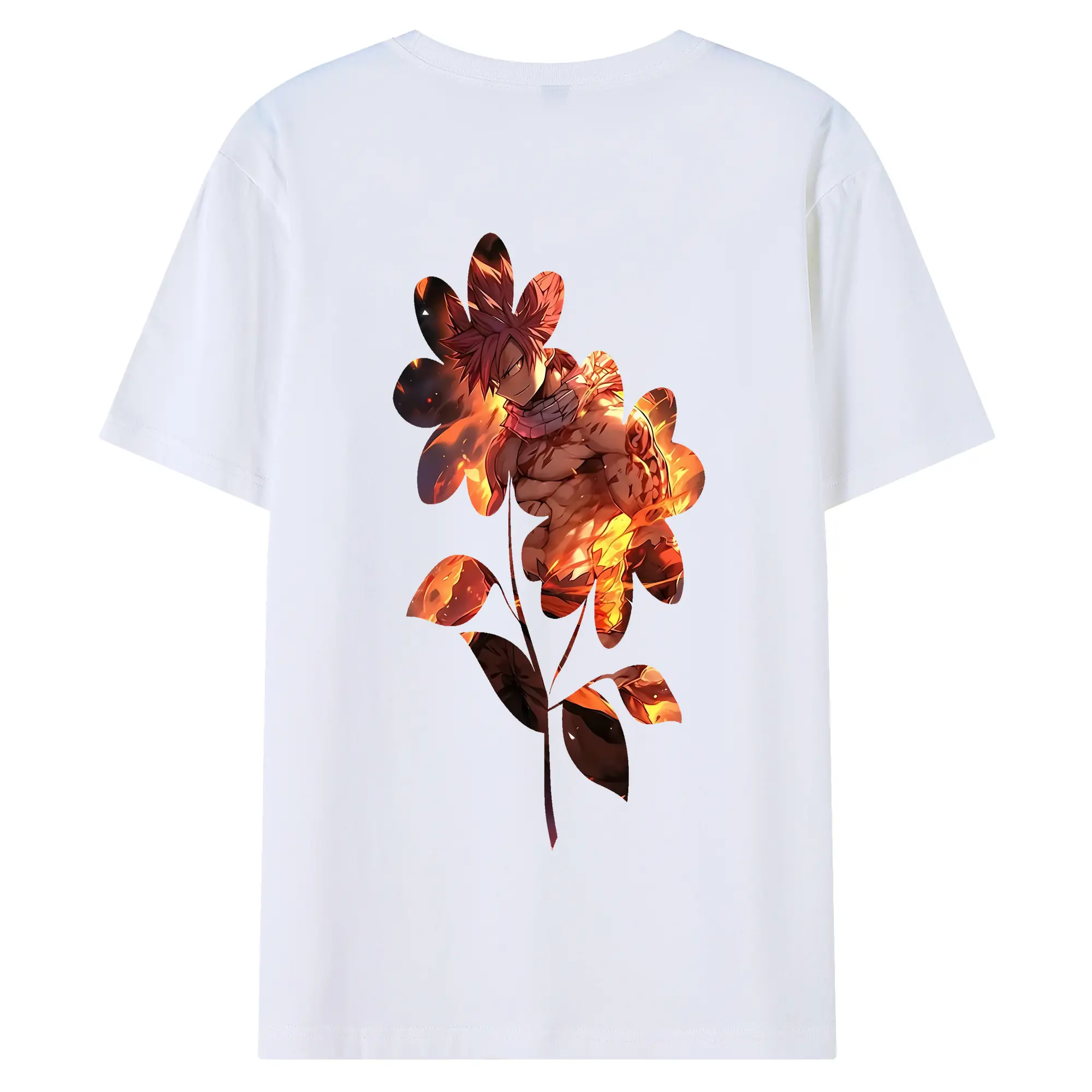 フェアリーテイル グッズ ナツ・ドラグニル - 綿100％ 半袖Tシャツ ・ バックプリント ・ 快適 通気性 ・ 日常使い 散歩 スポーツ用