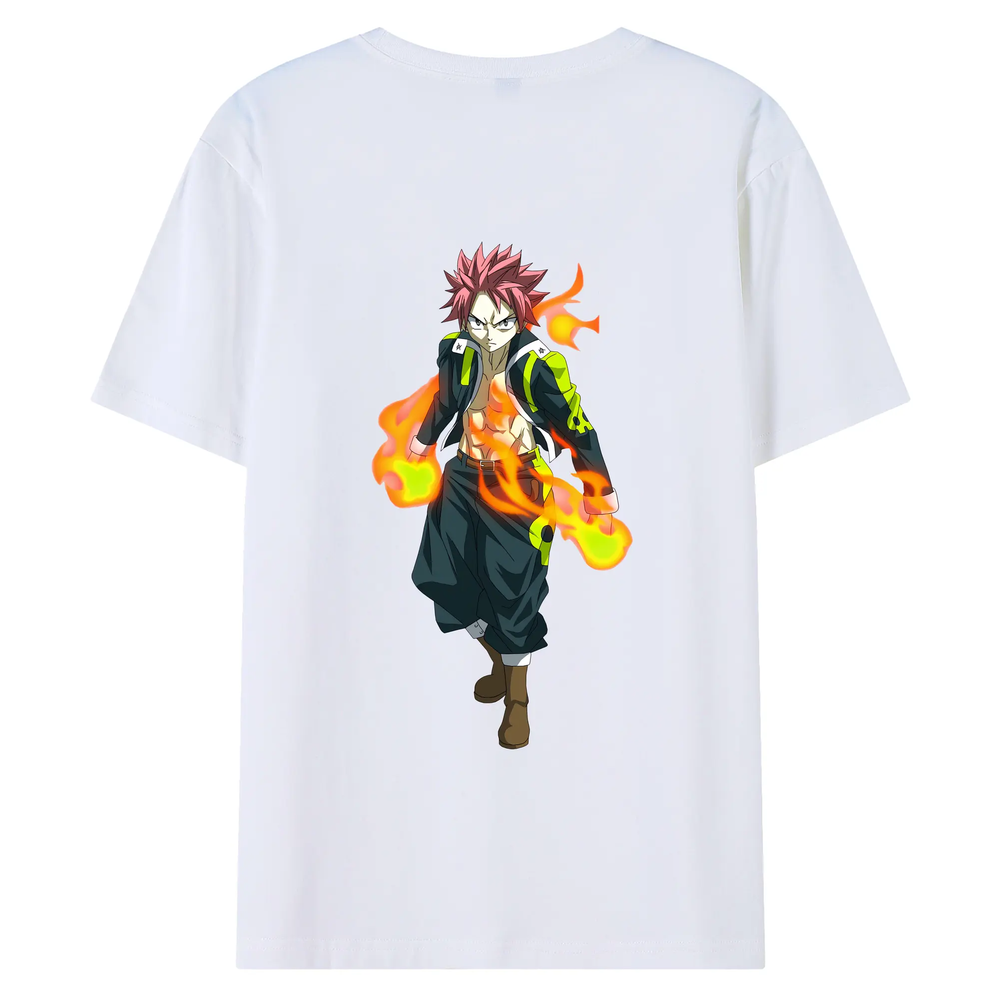 フェアリーテイル グッズ ナツ・ドラグニル - 綿100％ 半袖Tシャツ ・ バックプリント ・ 快適 通気性 ・ 日常使い 散歩 スポーツ用