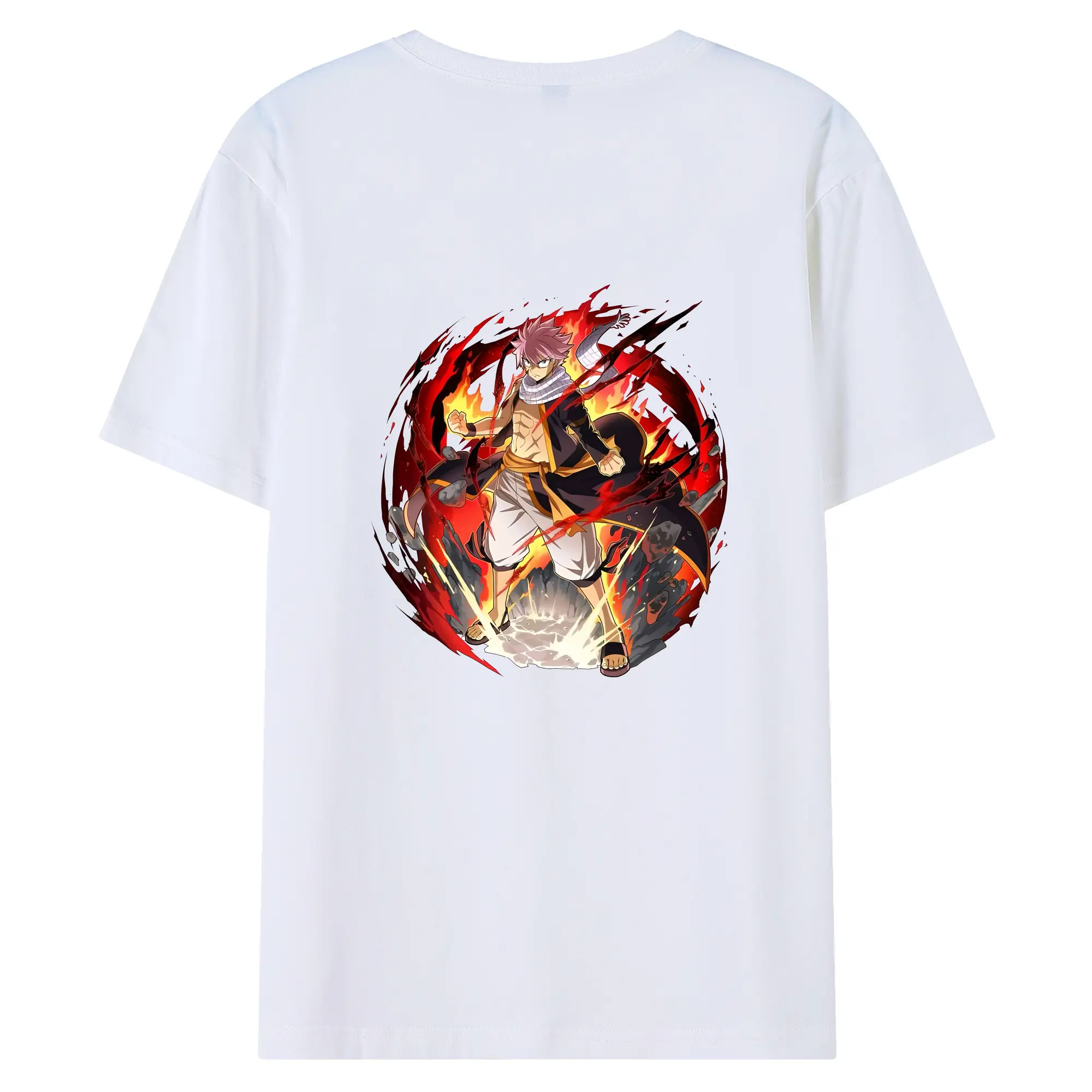 フェアリーテイル グッズ ナツ・ドラグニル - 綿100％ 半袖Tシャツ ・ バックプリント ・ 快適 通気性 ・ 日常使い 散歩 スポーツ用