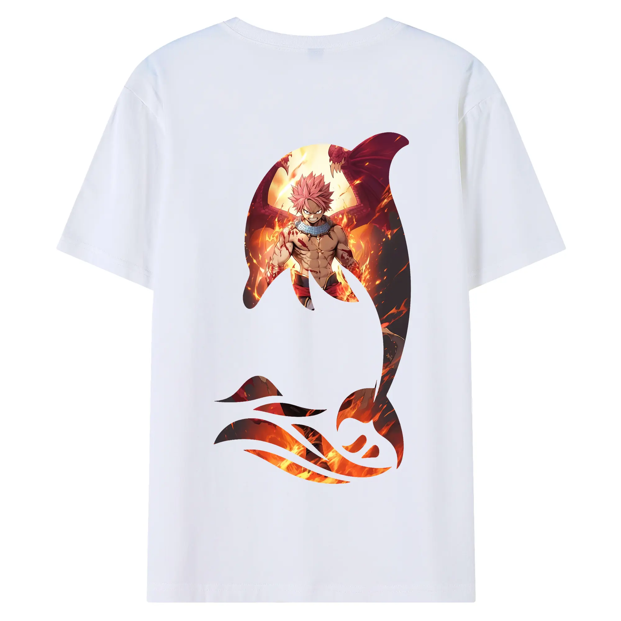 フェアリーテイル グッズ ナツ・ドラグニル - 綿100％ 半袖Tシャツ ・ バックプリント ・ 快適 通気性 ・ 日常使い 散歩 スポーツ用