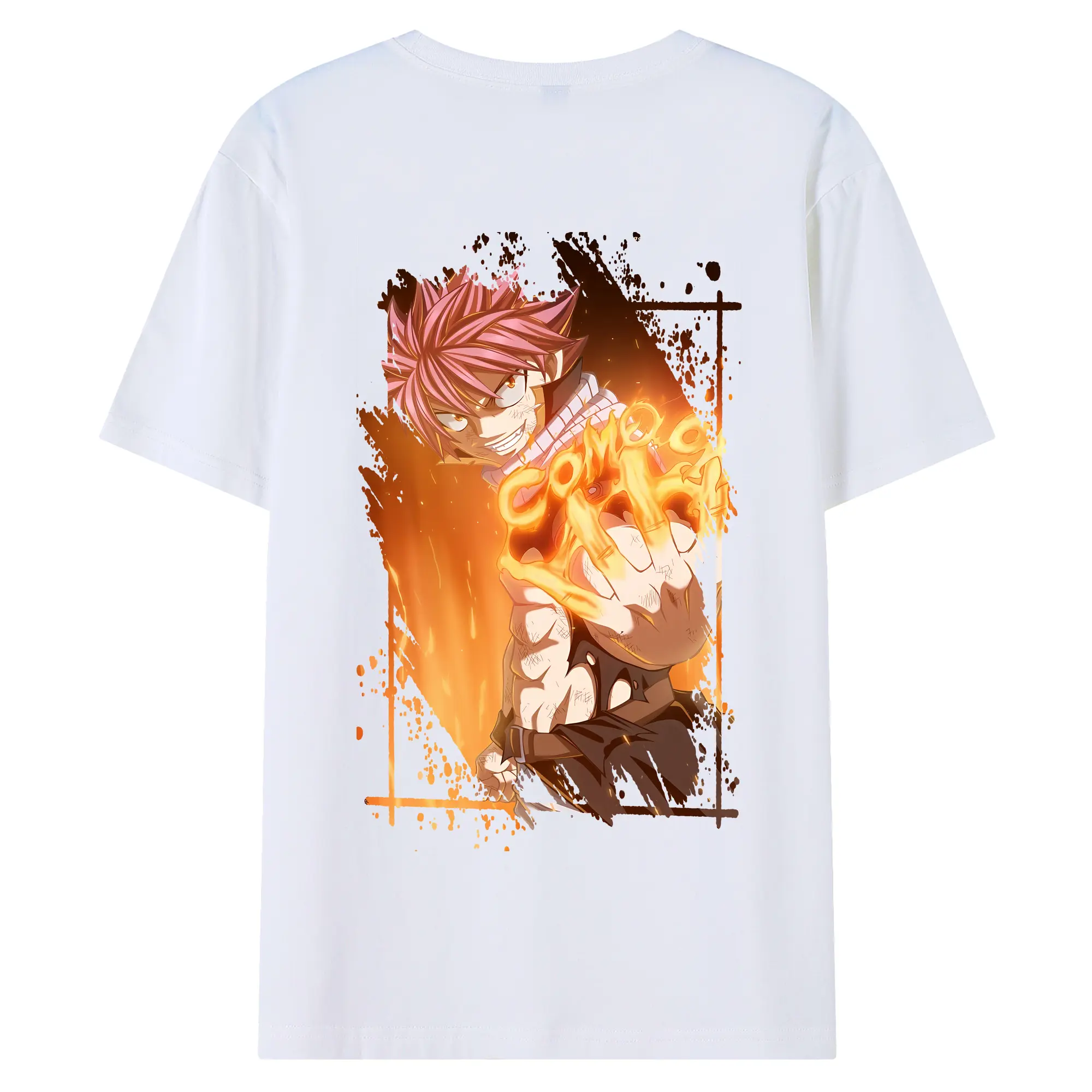 フェアリーテイル グッズ ナツ・ドラグニル - 綿100％ 半袖Tシャツ ・ バックプリント ・ 快適 通気性 ・ 日常使い 散歩 スポーツ用