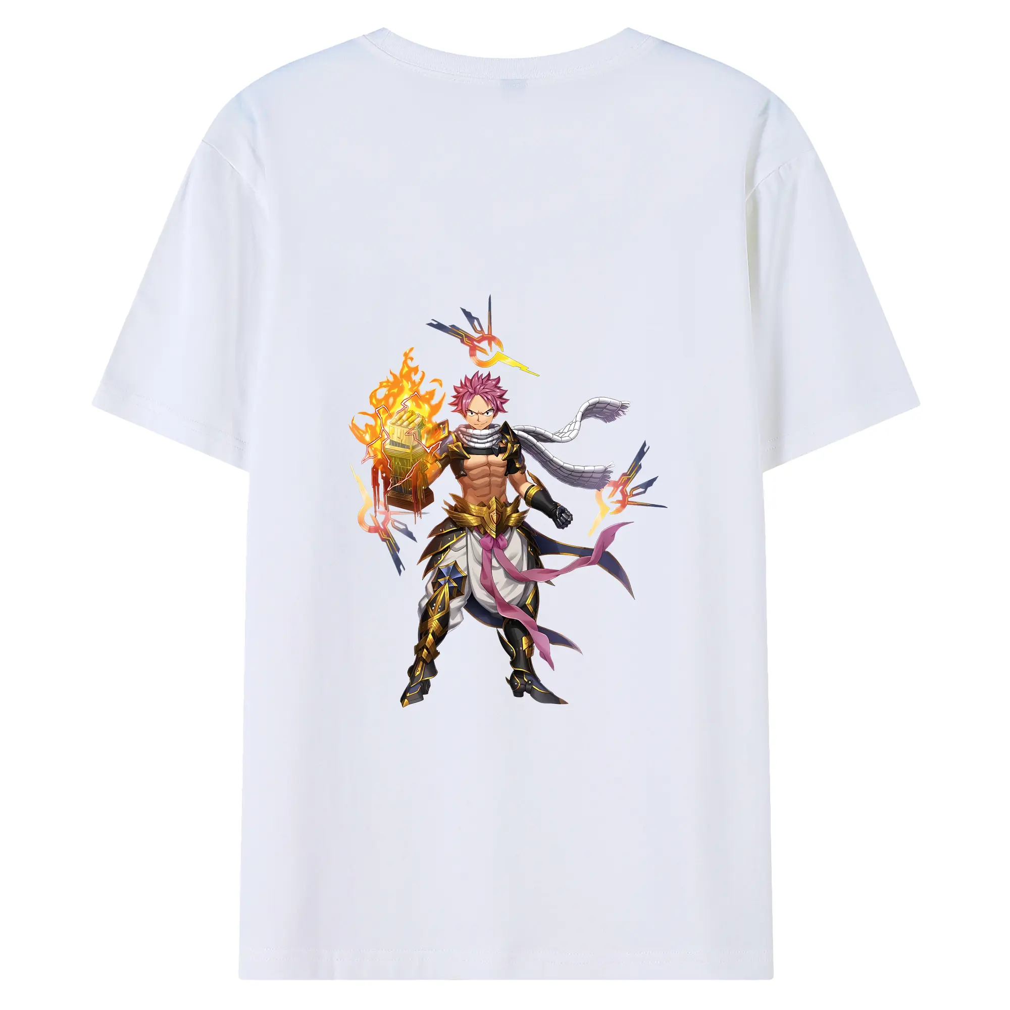 フェアリーテイル グッズ ナツ・ドラグニル - 綿100％ 半袖Tシャツ ・ バックプリント ・ 快適 通気性 ・ 日常使い 散歩 スポーツ用
