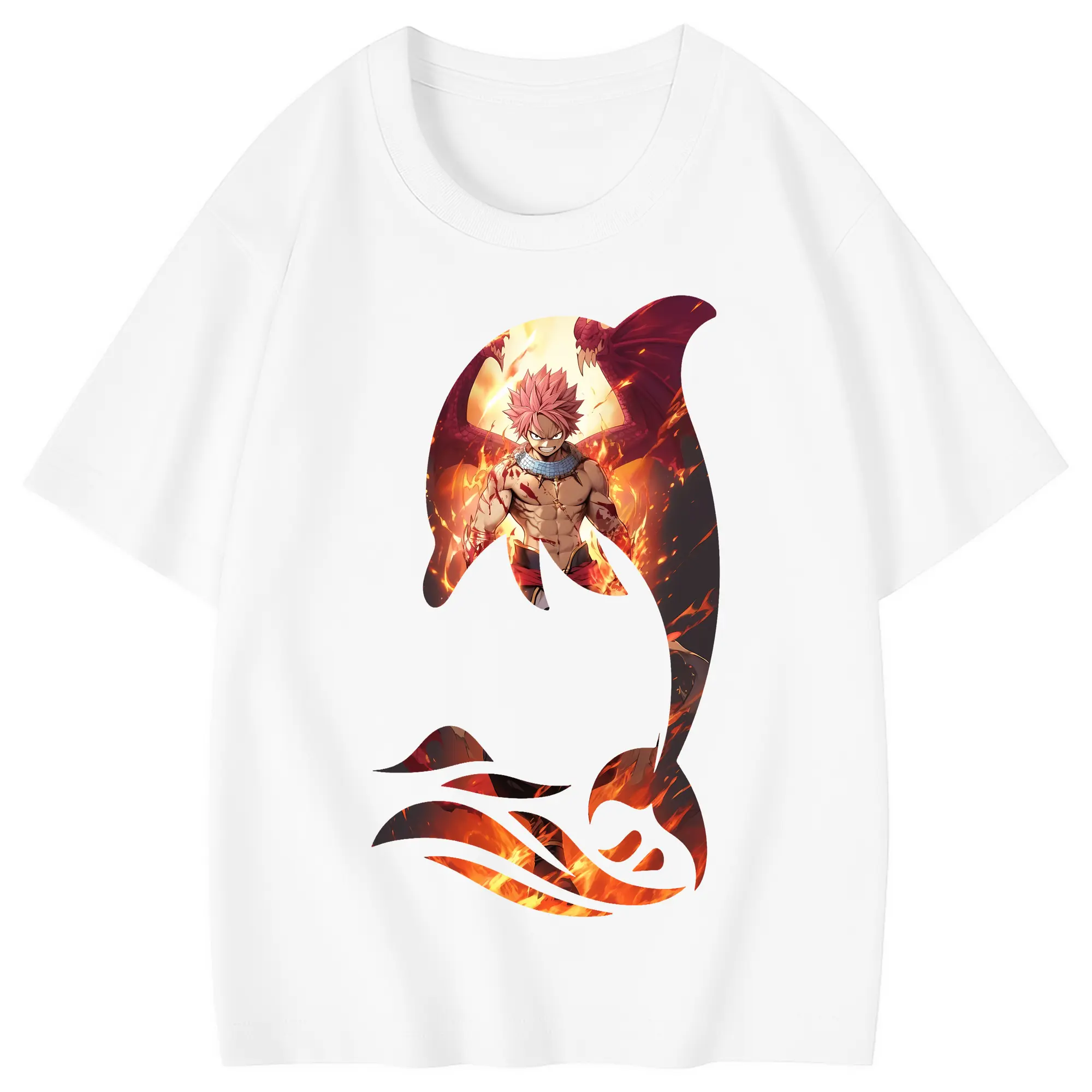 フェアリーテイル グッズ ナツ・ドラグニル - 綿100％ キッズTシャツ ・ フロントプリント ・ 快適 通気性 ・ スポーツ カジュアル 散歩用