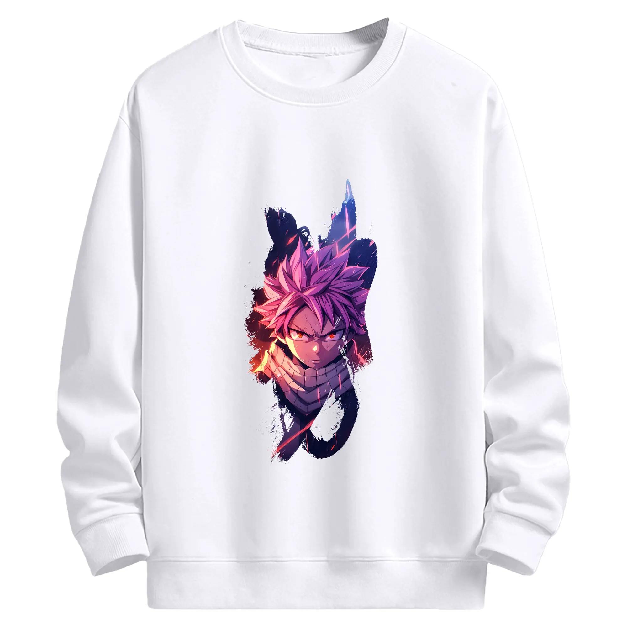 フェアリーテイル グッズ ナツ・ドラグニル - 高品質 クルーネック スウェット ・ コットン59％ ポリエステル41％ ・ ユニセックス 長袖 トレーナー ・ カジュアル デイリー スポーツ 散歩用