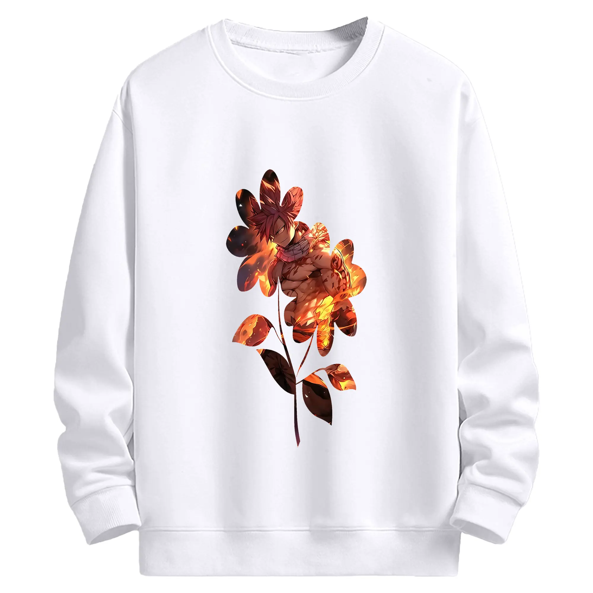 フェアリーテイル グッズ ナツ・ドラグニル - 高品質 クルーネック スウェット ・ コットン59％ ポリエステル41％ ・ ユニセックス 長袖 トレーナー ・ カジュアル デイリー スポーツ 散歩用