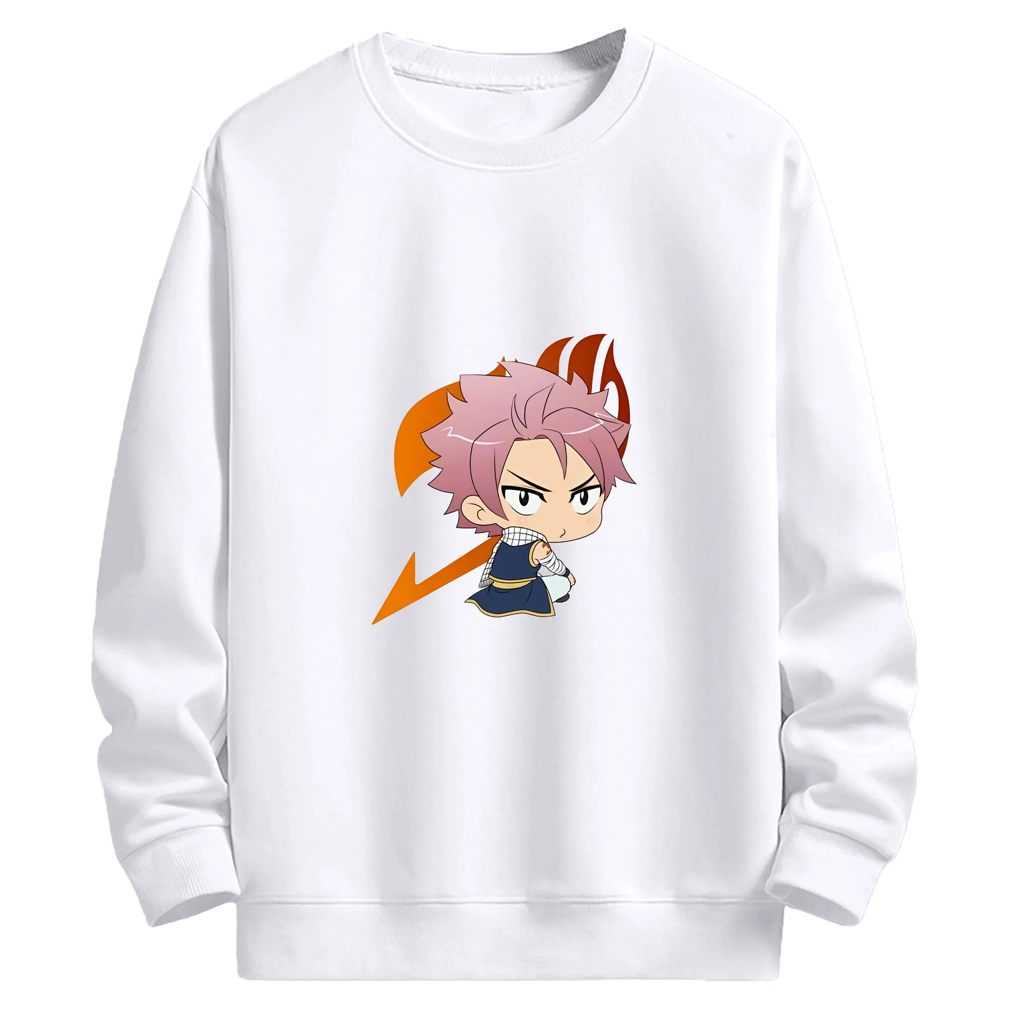 フェアリーテイル グッズ ナツ・ドラグニル - 高品質 クルーネック スウェット ・ コットン59％ ポリエステル41％ ・ ユニセックス 長袖 トレーナー ・ カジュアル デイリー スポーツ 散歩用