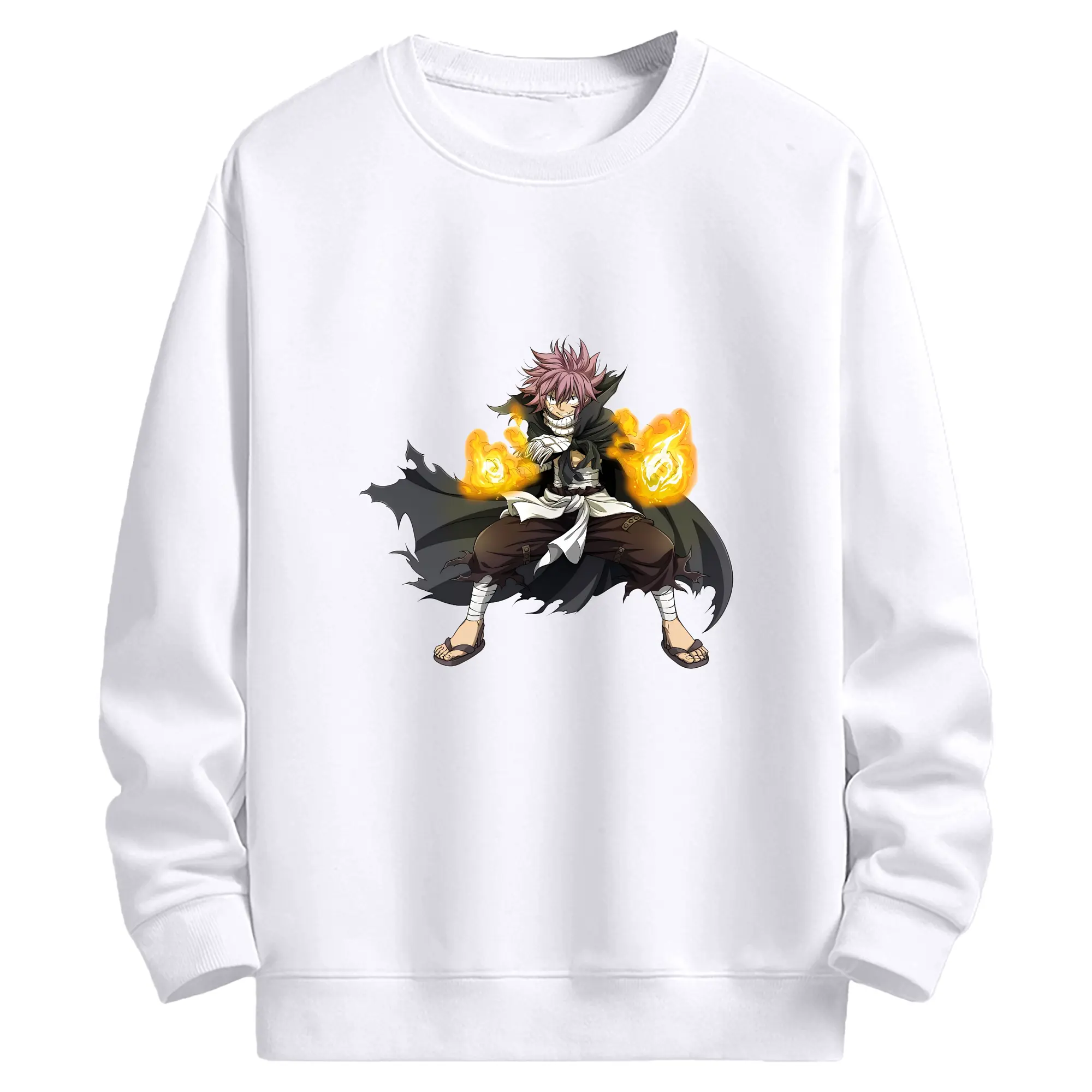 フェアリーテイル グッズ ナツ・ドラグニル - 高品質 クルーネック スウェット ・ コットン59％ ポリエステル41％ ・ ユニセックス 長袖 トレーナー ・ カジュアル デイリー スポーツ 散歩用