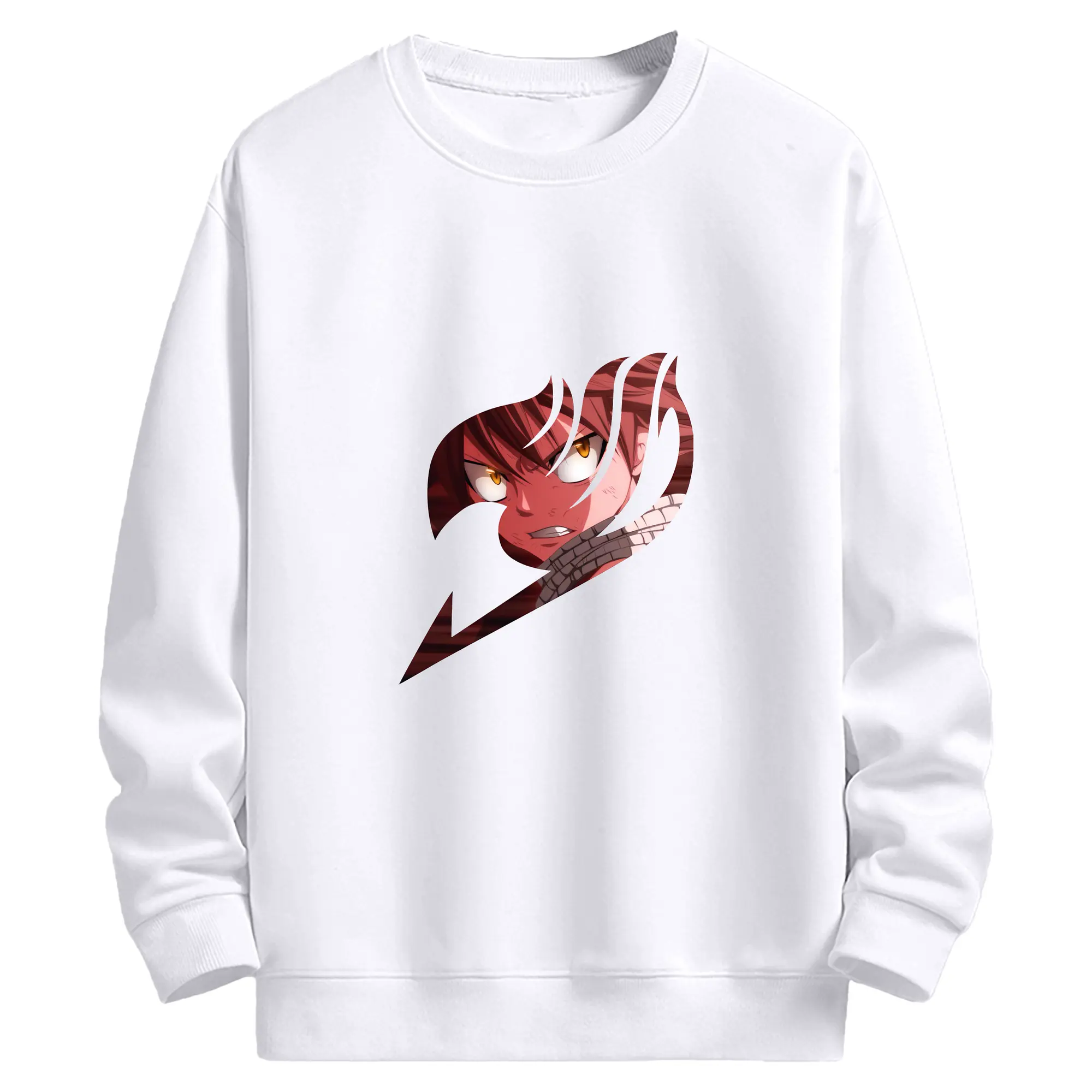 フェアリーテイル グッズ ナツ・ドラグニル - 高品質 クルーネック スウェット ・ コットン59％ ポリエステル41％ ・ ユニセックス 長袖 トレーナー ・ カジュアル デイリー スポーツ 散歩用