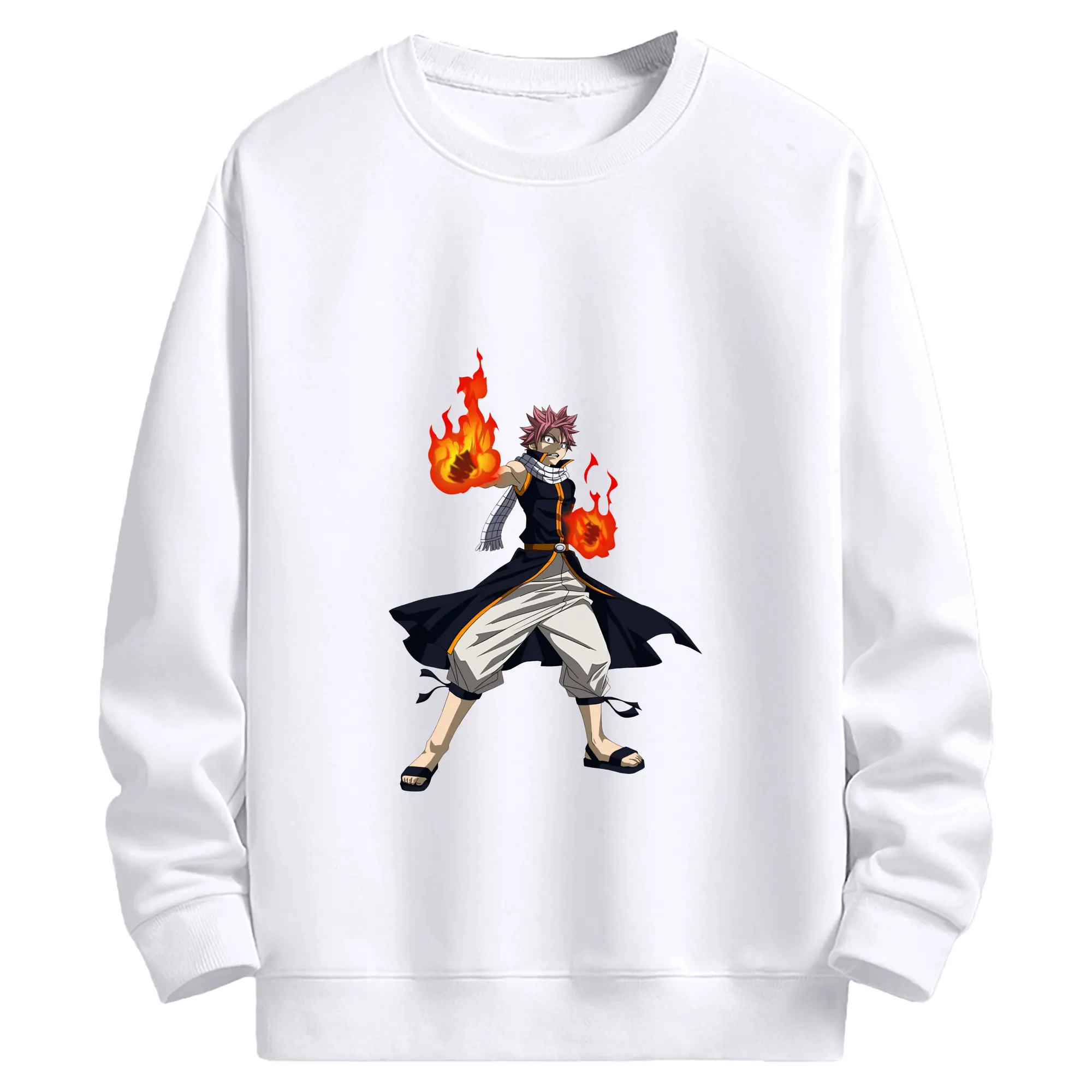 フェアリーテイル グッズ ナツ・ドラグニル - 高品質 クルーネック スウェット ・ コットン59％ ポリエステル41％ ・ ユニセックス 長袖 トレーナー ・ カジュアル デイリー スポーツ 散歩用