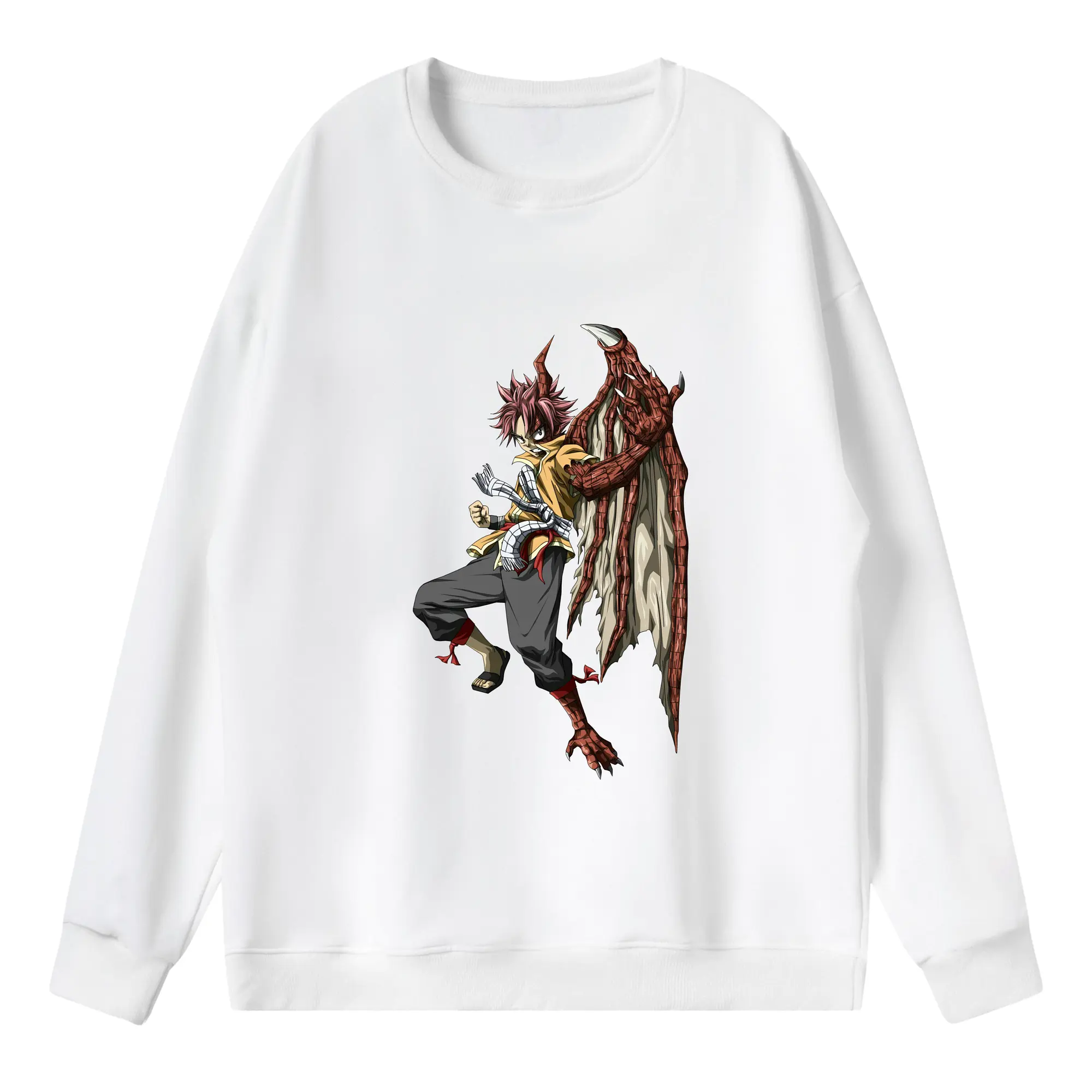 フェアリーテイル グッズ ナツ・ドラグニル - 薄手 クルーネック スウェット 裏毛260g · ポリエステル 春秋向け カジュアル 男女兼用 · トレーナー デイリー スポーツ 散歩に最適